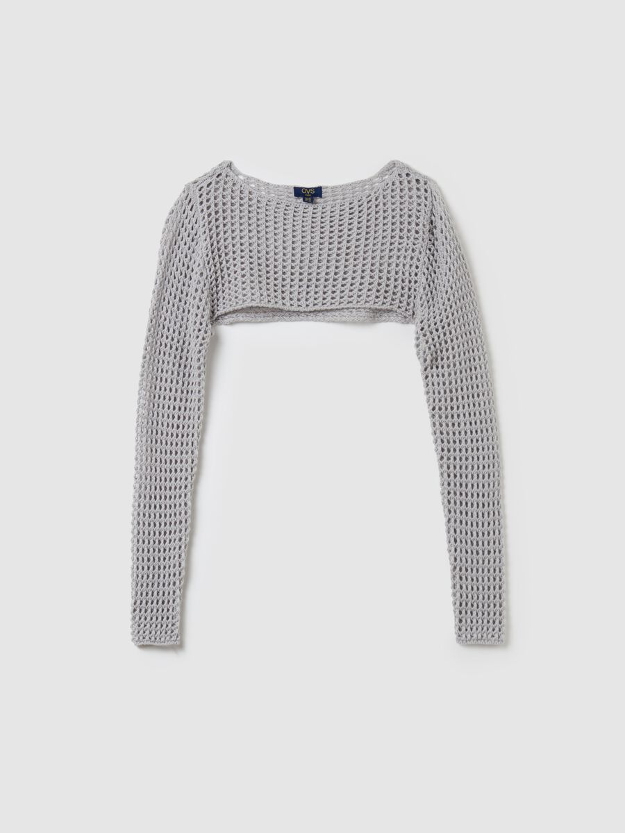 Openwork knit cropped cardigan_0