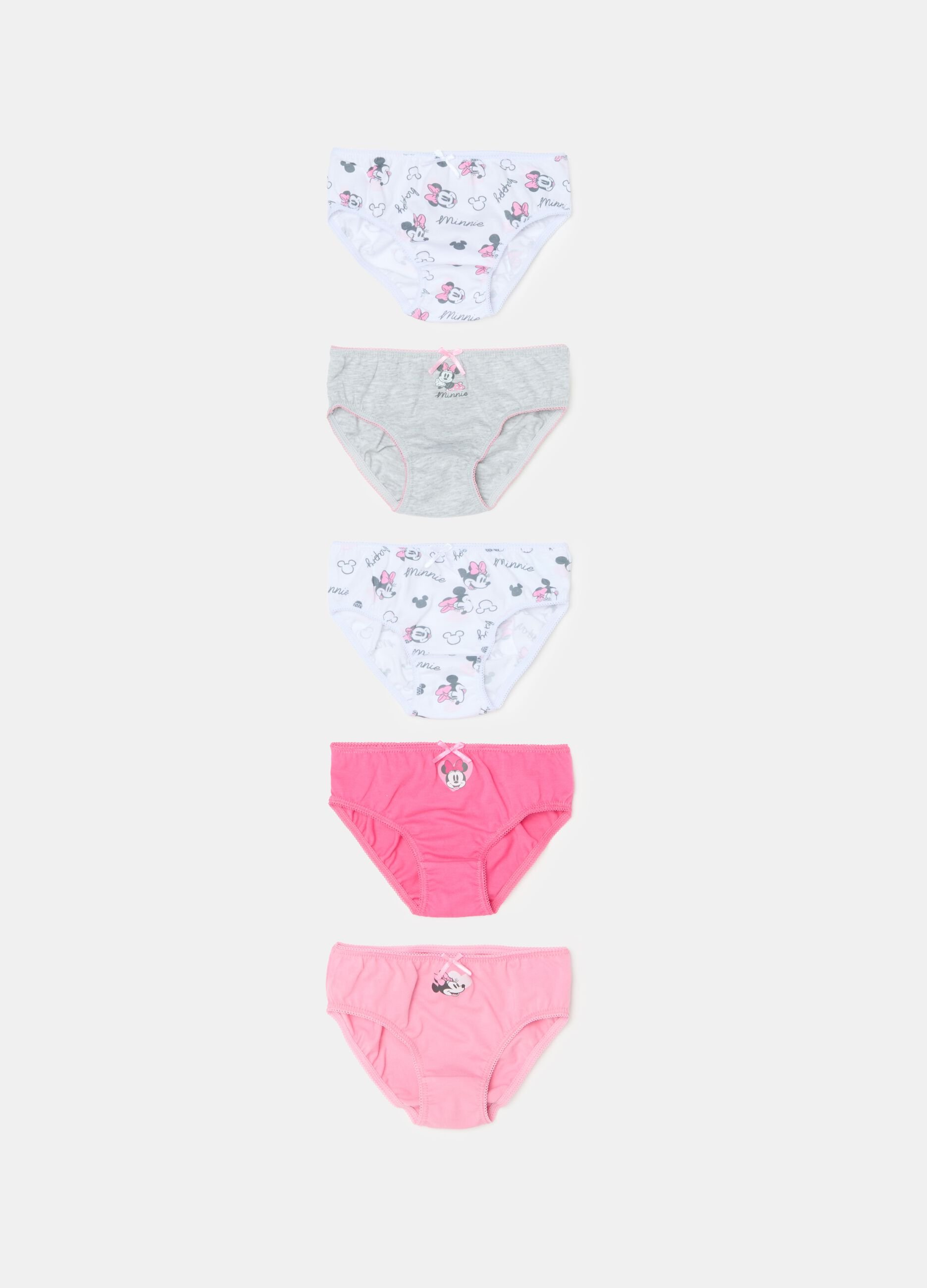 Five-pack organic cotton briefs with Minnie Mouse print