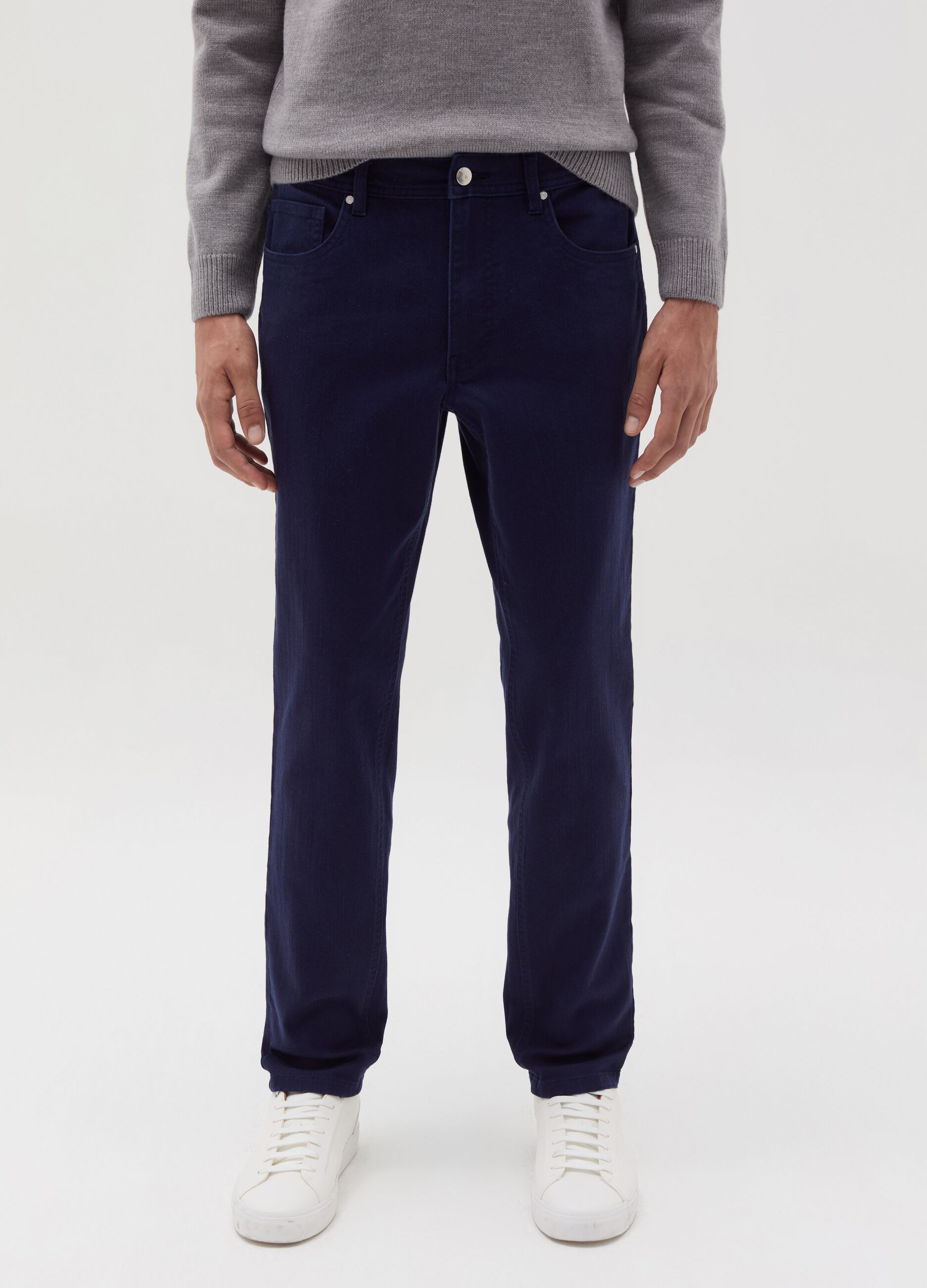 Stretch twill trousers with five pockets