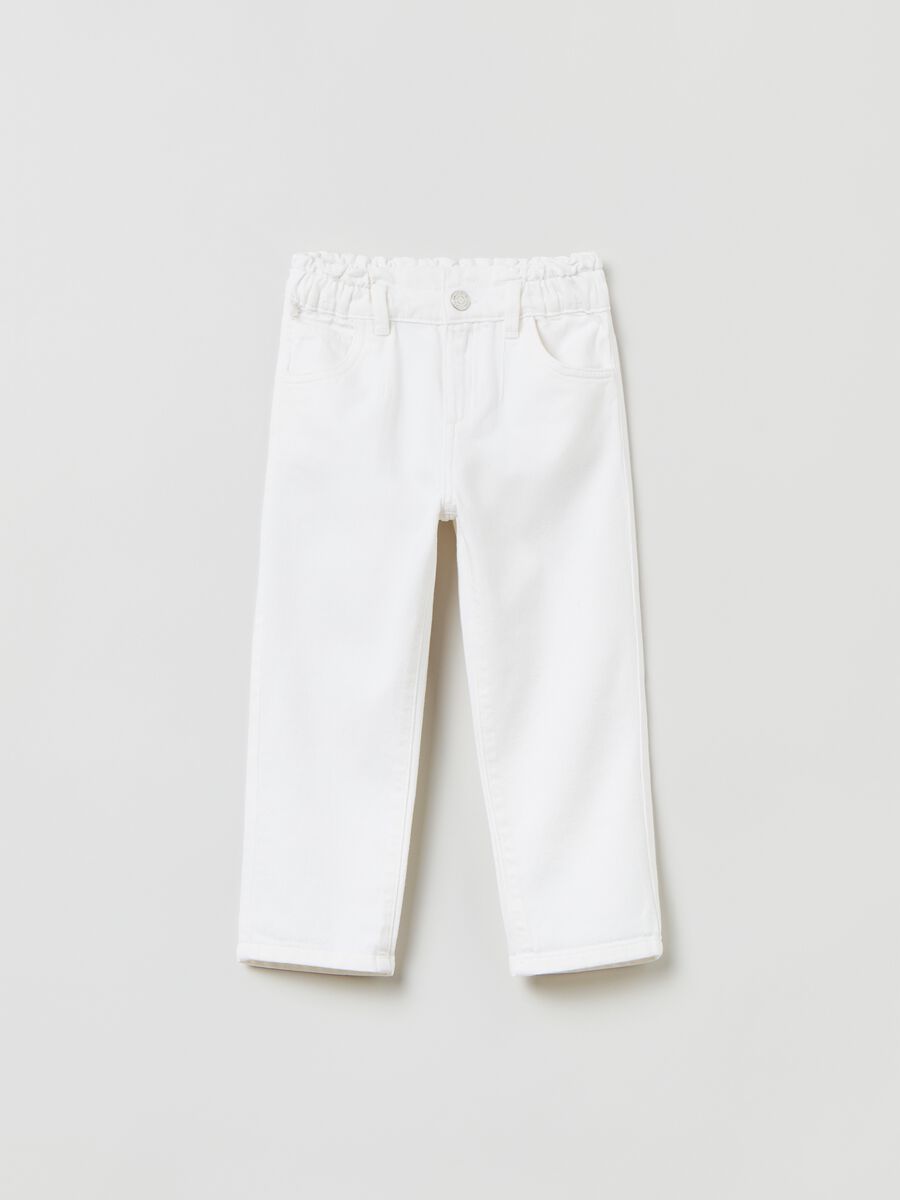 Paper bag trousers in cotton_0