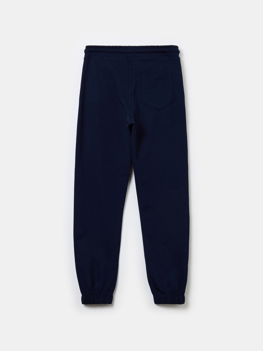 Solid colour fleece joggers with drawstring_4