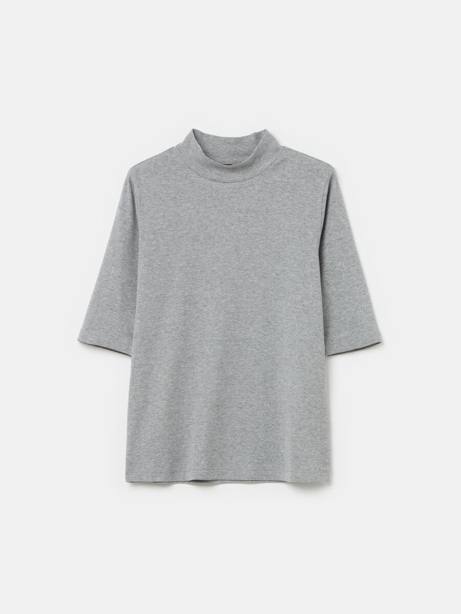 T-shirt with mock neck and elbow-length sleeves_4