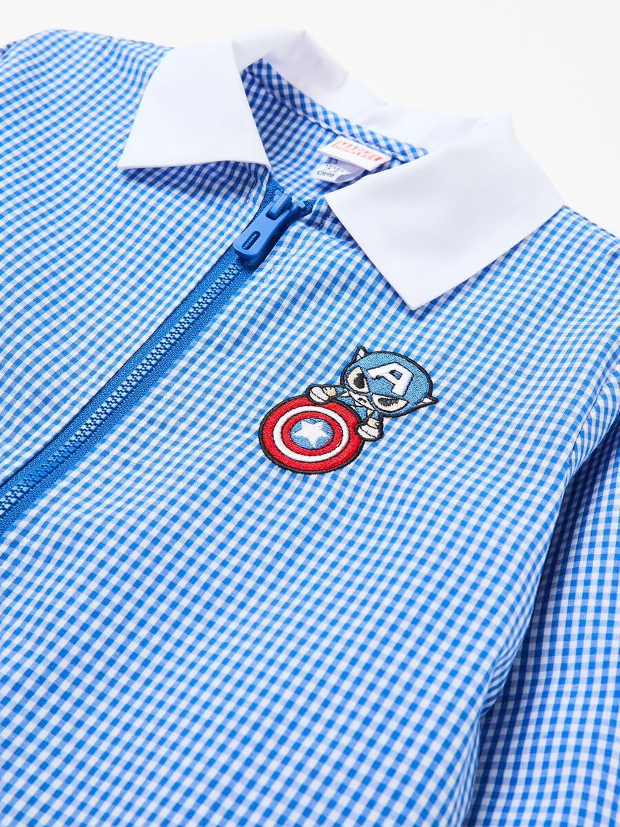 Gingham smock with zip and Captain America patch_2