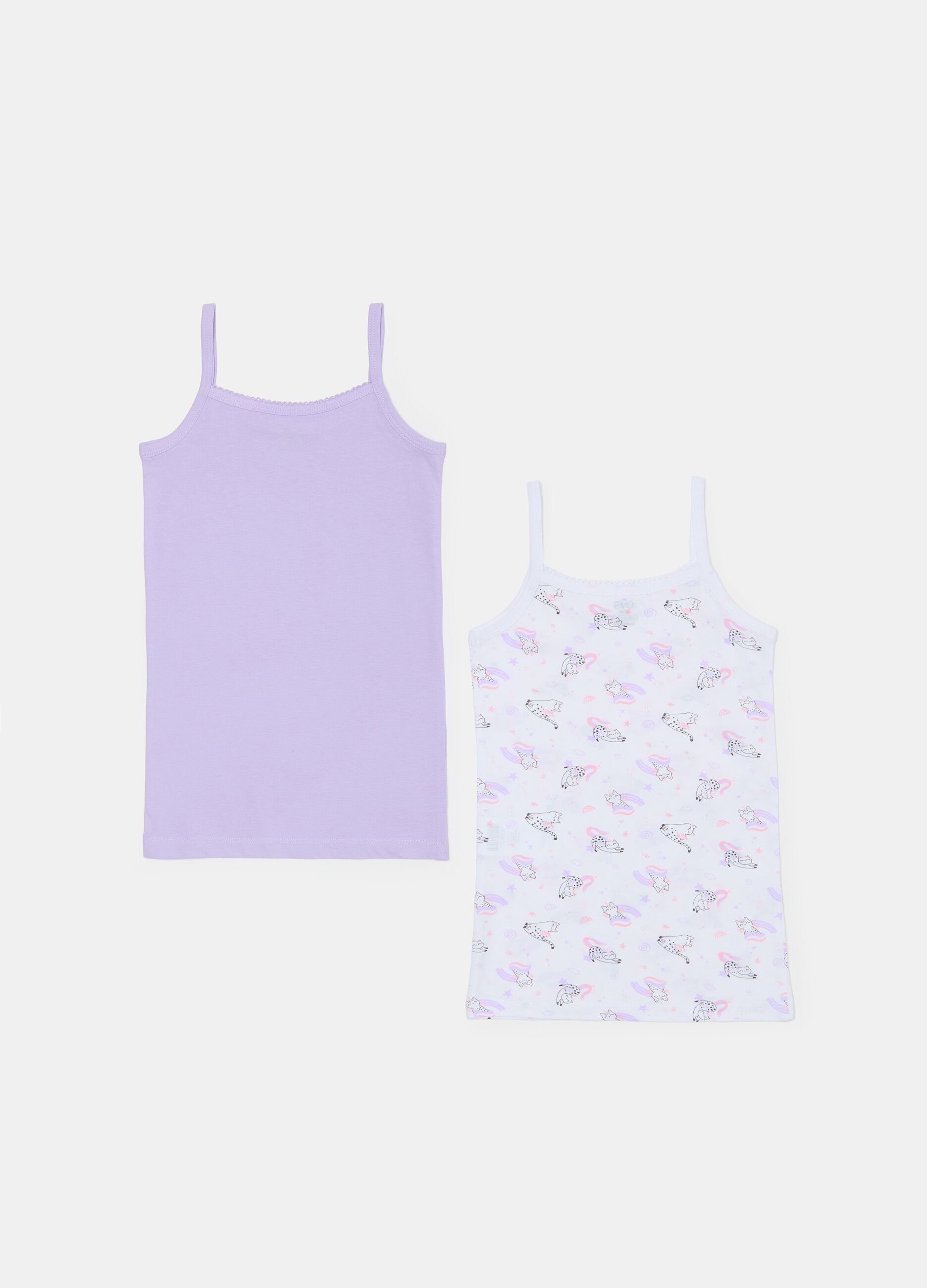 Two-pack vests with bow and print