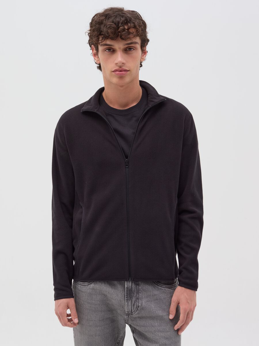 Fleece full-zip sweatshirt with high neck_1