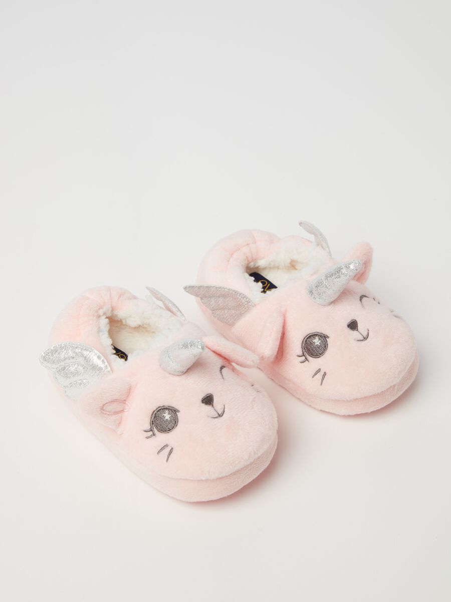 Velour slippers with unicorn_2