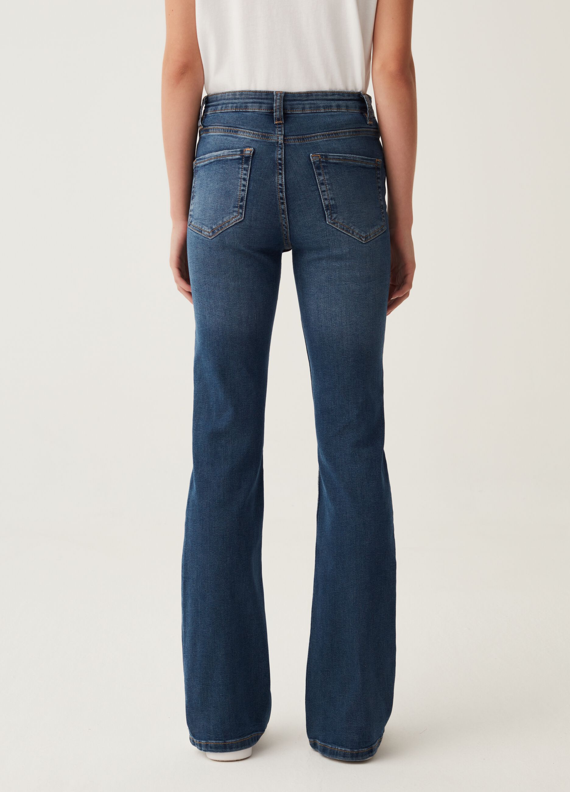 Flare-fit, high-rise jeans with fading