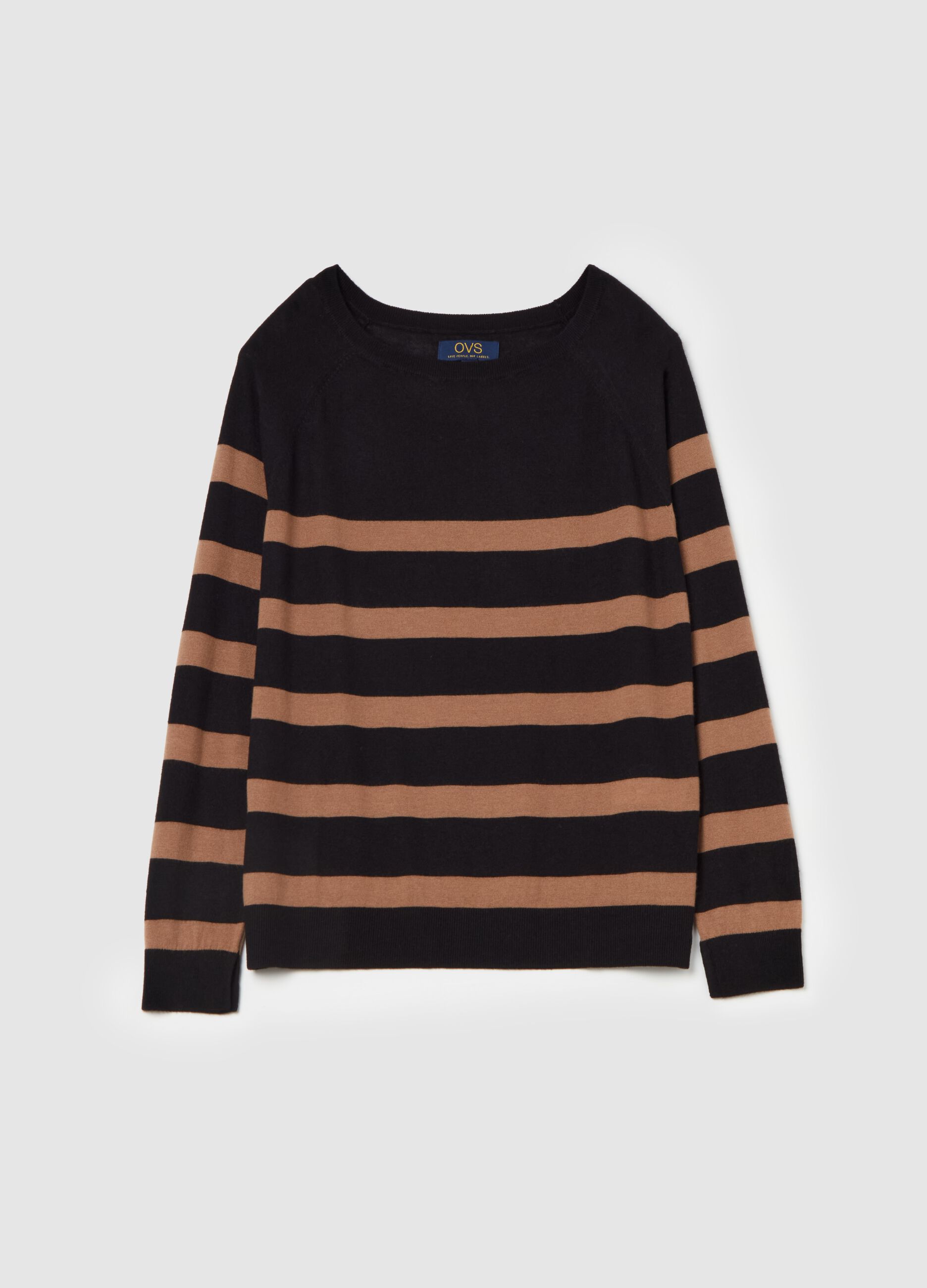 Striped top with raglan sleeves