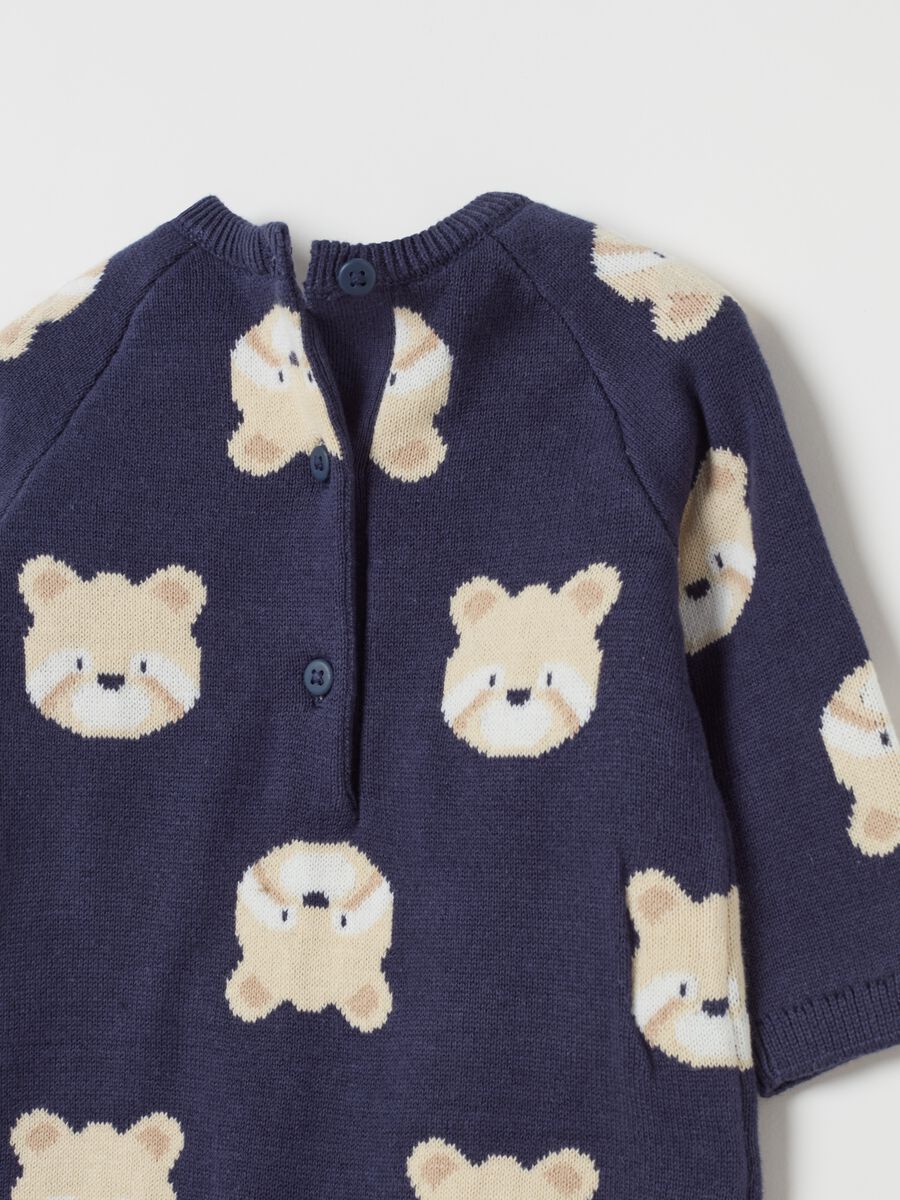 Organic cotton onesie with jacquard teddy bears_3