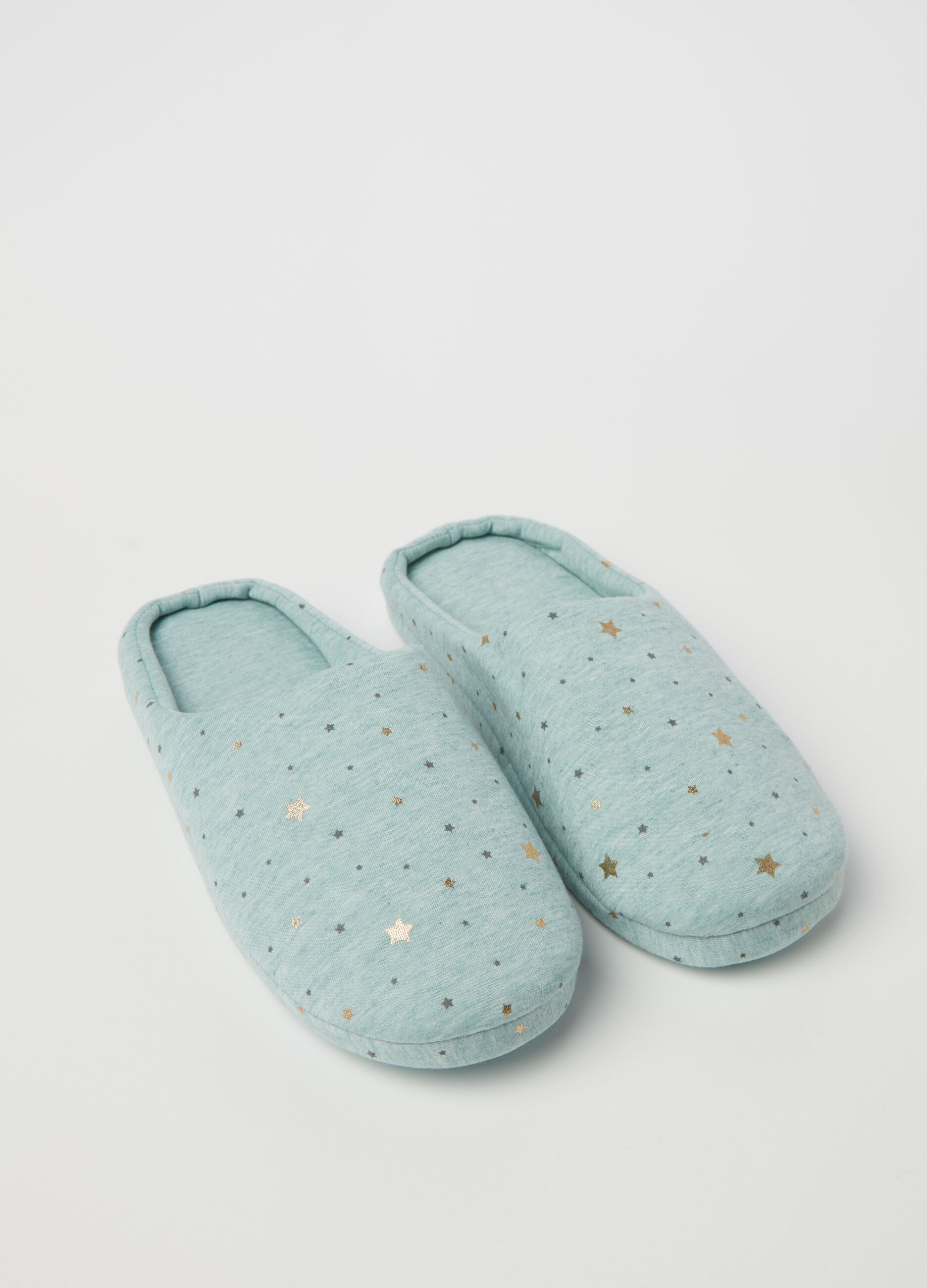 Slippers with small stars print in foil