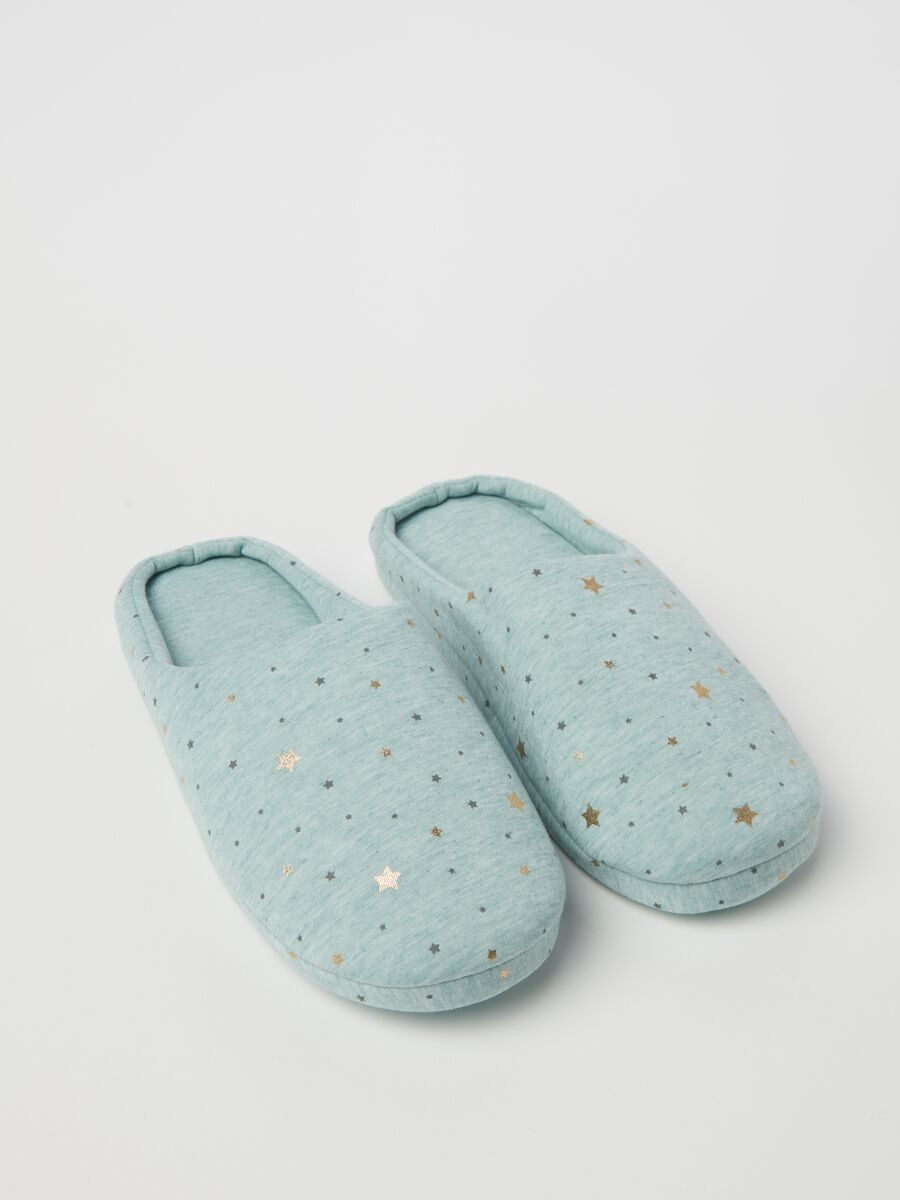 Slippers with small stars print in foil_2