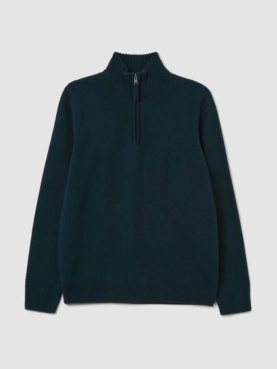 Pullover with high neck and half zip_4