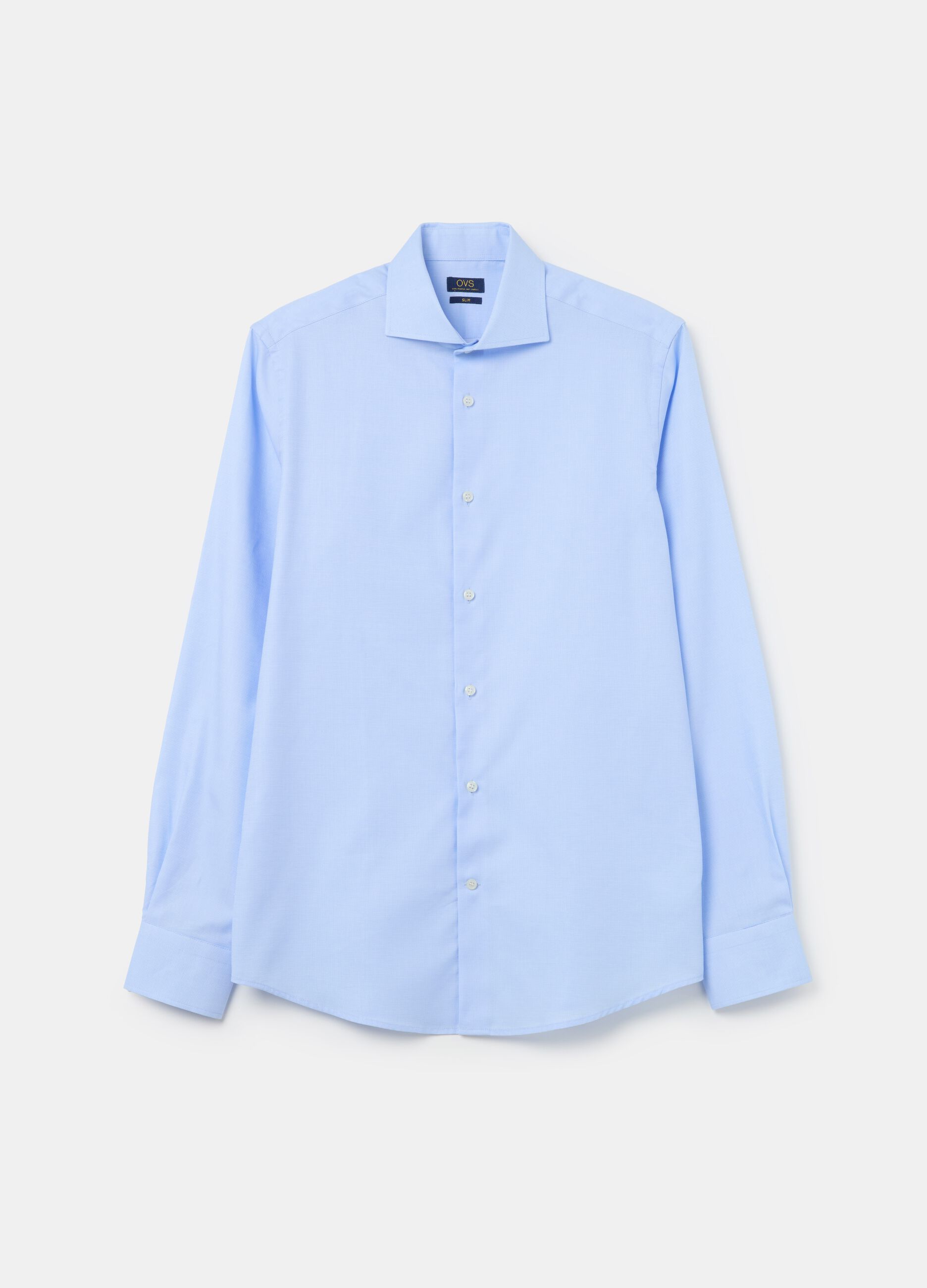 Solid colour slim-fit easy-iron shirt