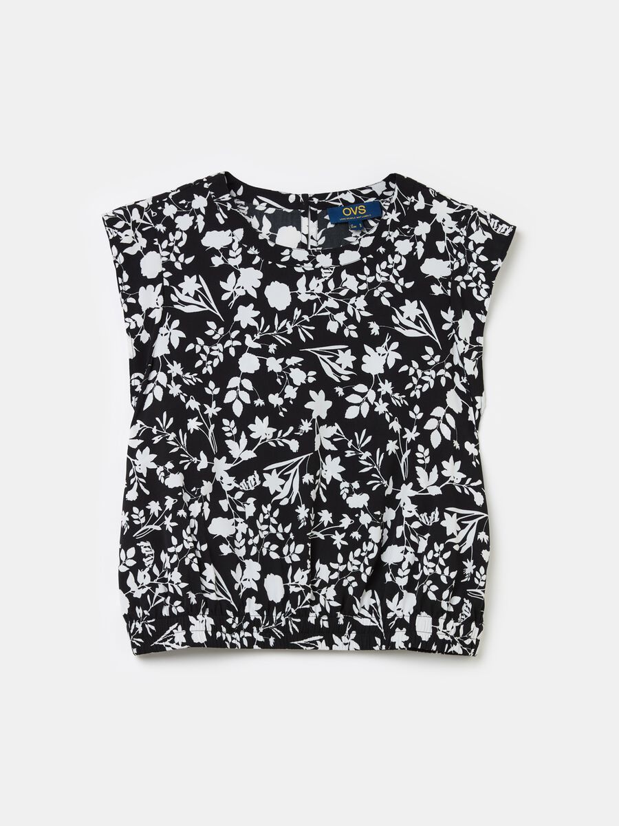 Sleeveless blouse with patterned flounce_4