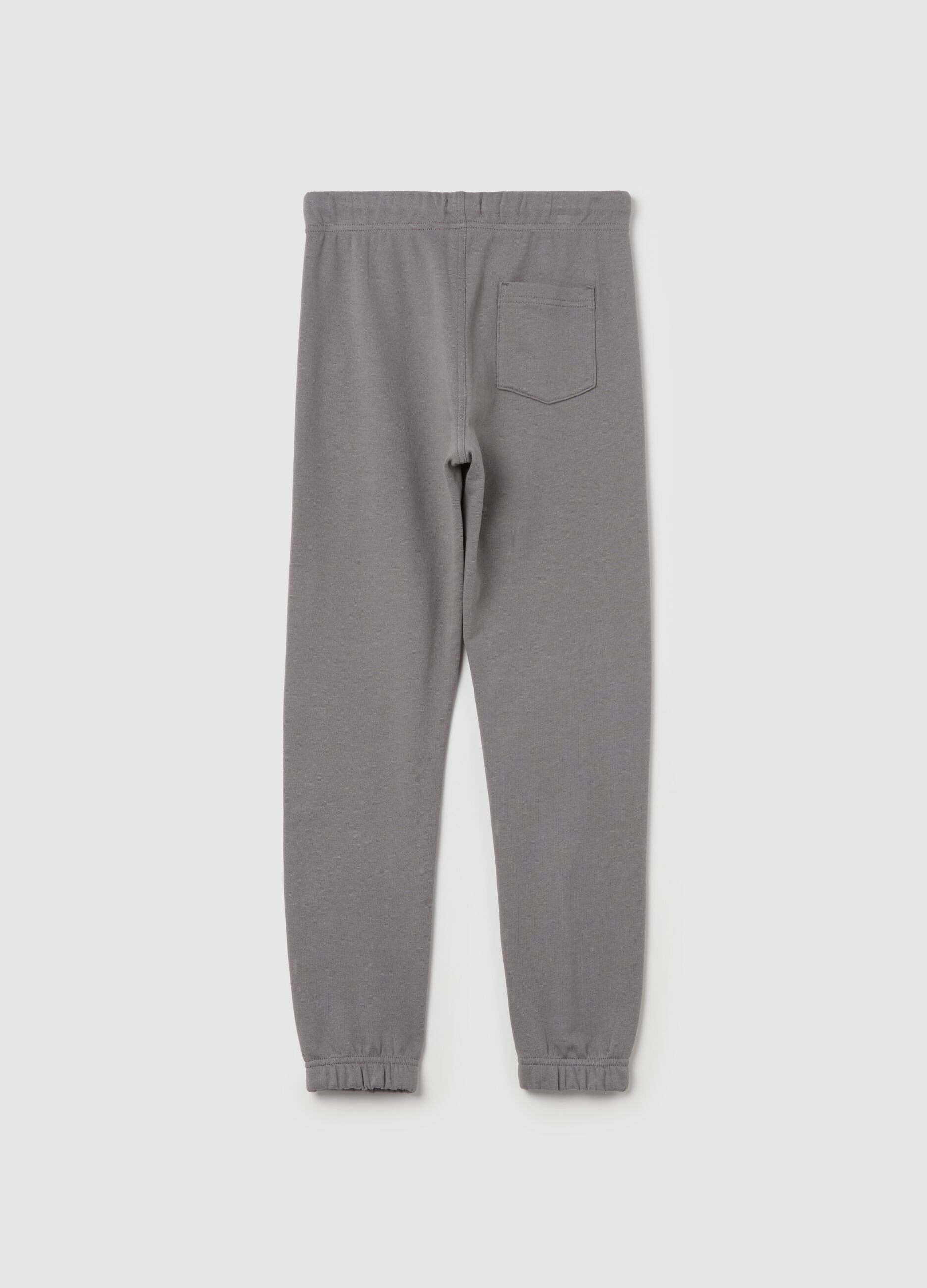 Fleece joggers with drawstring and lettering print