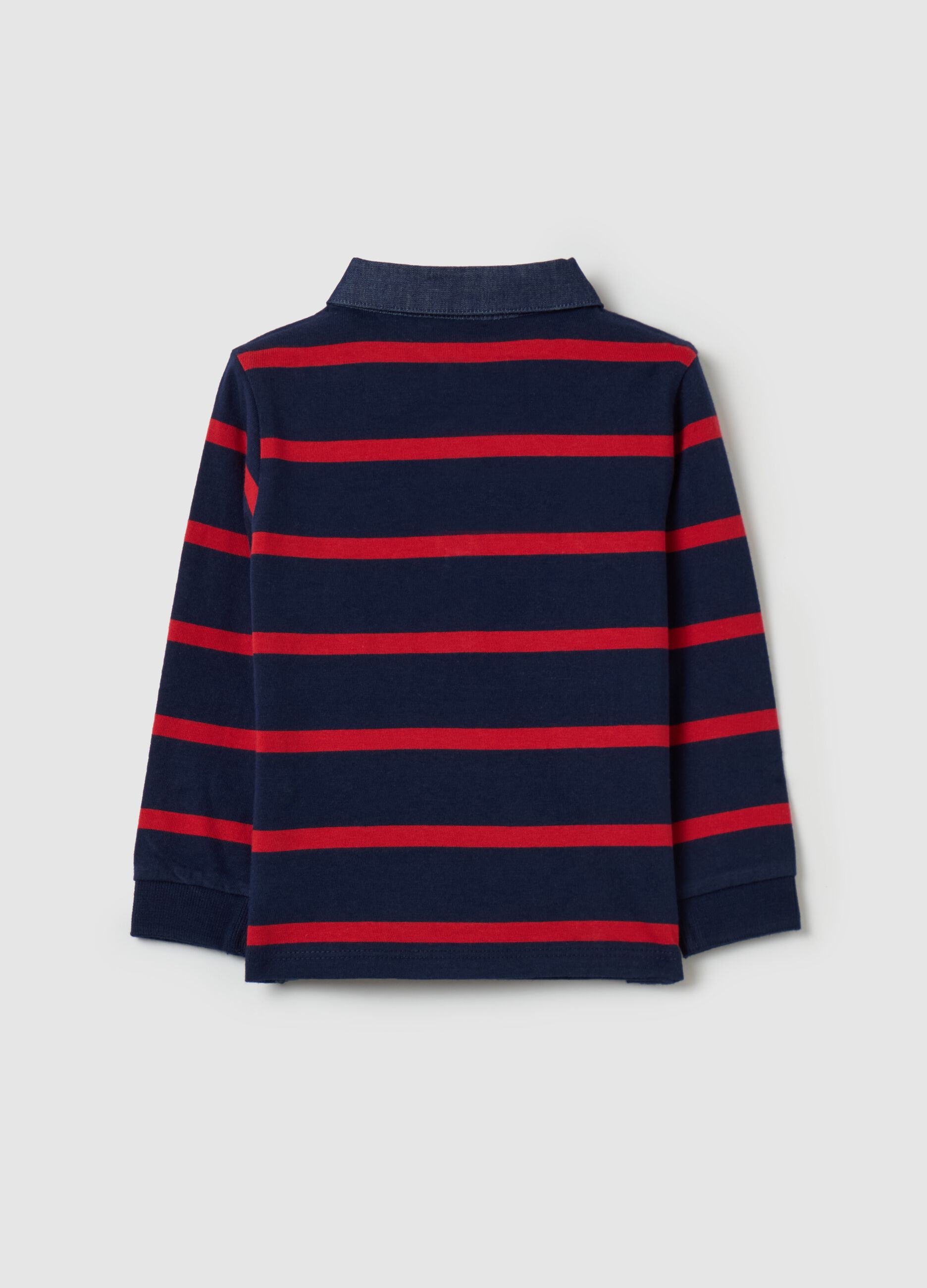 Organic cotton polo shirt with striped pattern