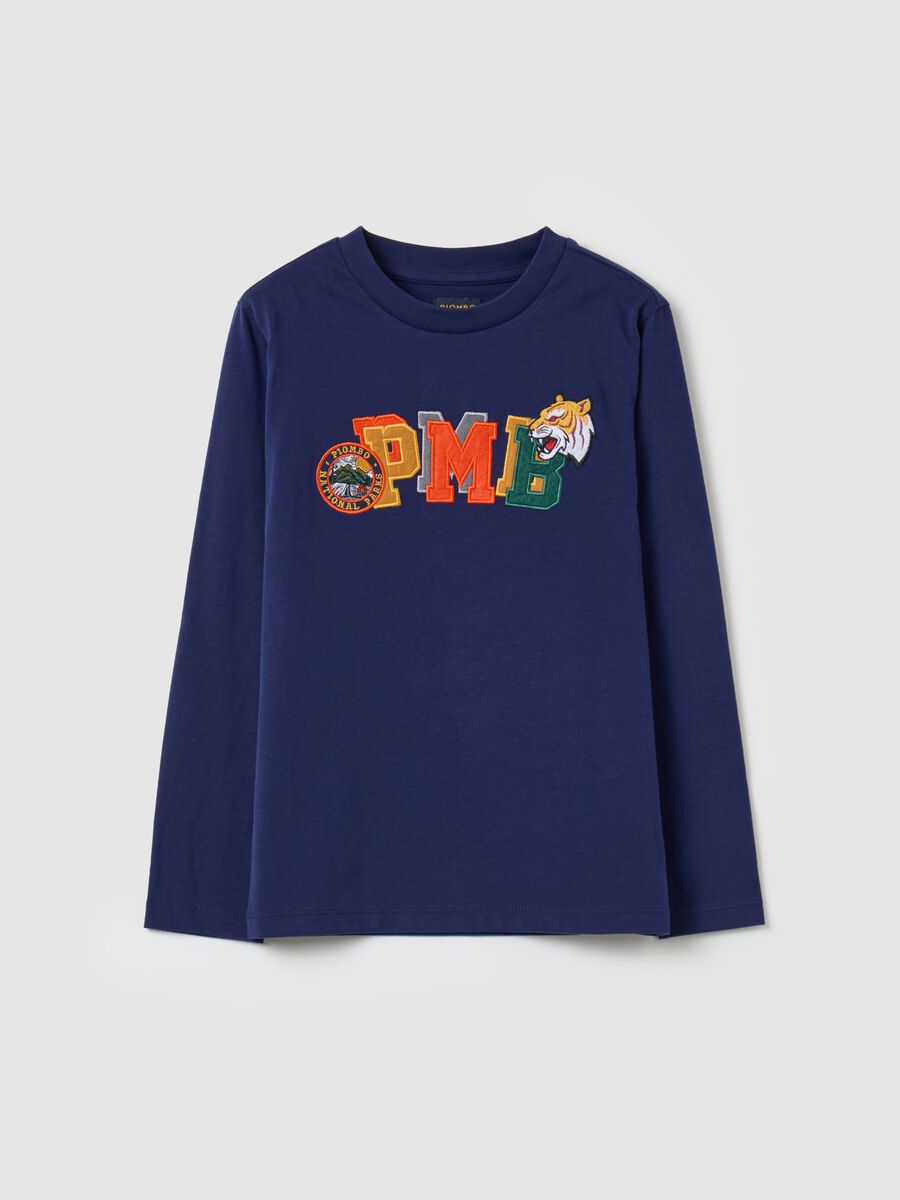 Long-sleeved T-shirt with tiger and logo patch_3