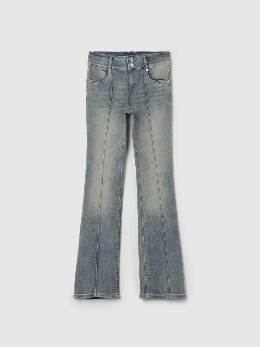 Flare-fit jeans with raised stitching_0