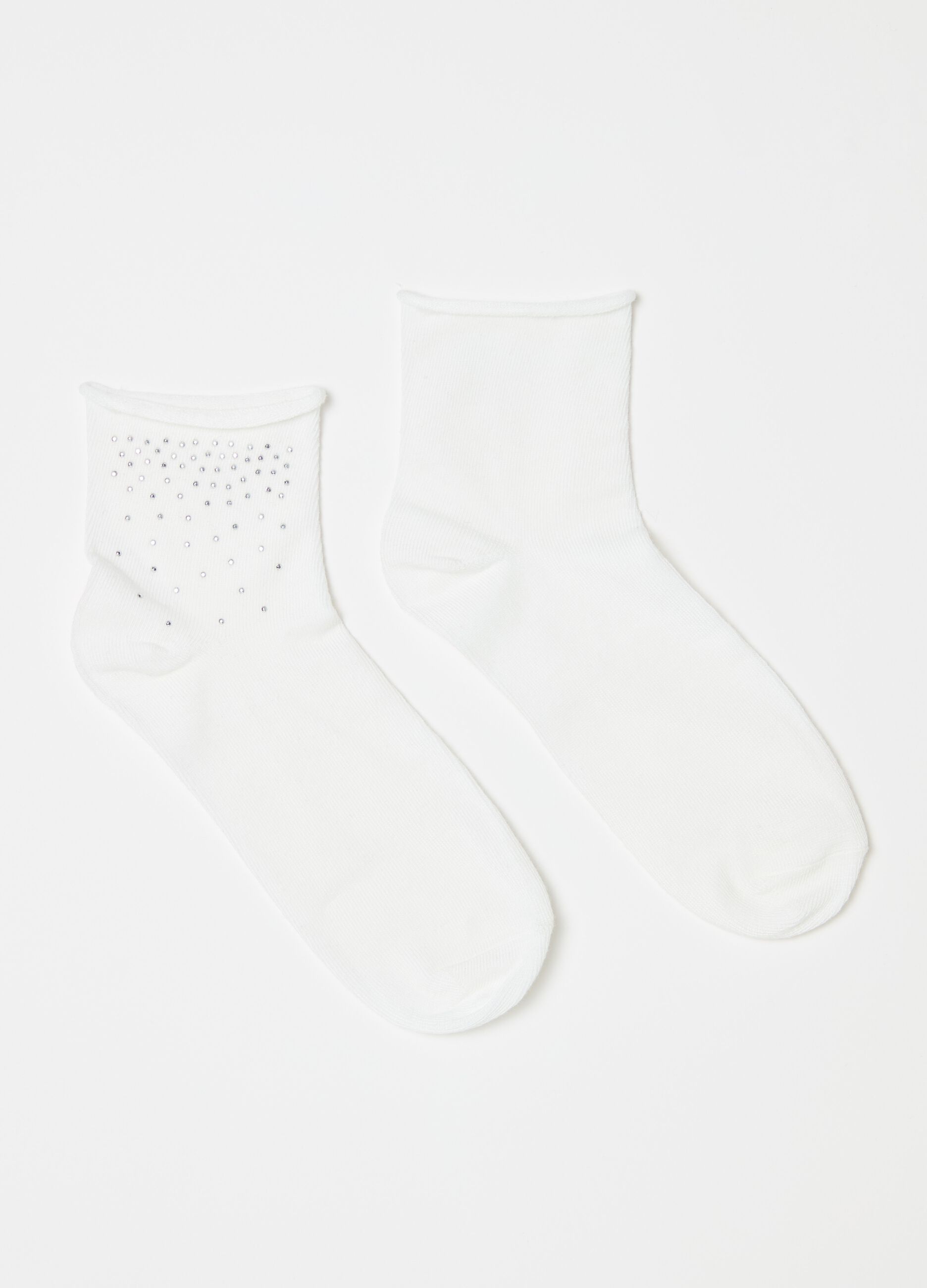 Short stretch socks with diamanté motif