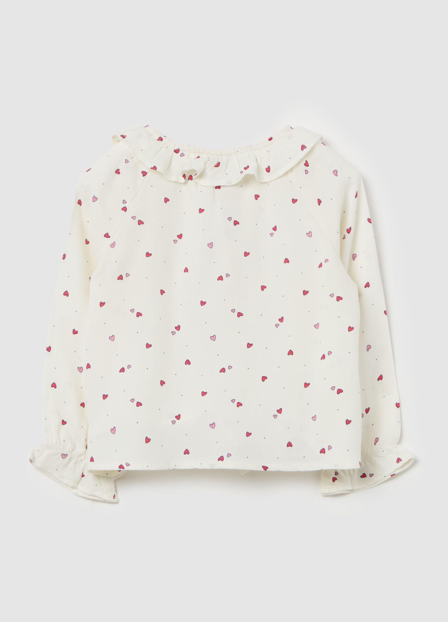 Viscose shirt with small hearts print