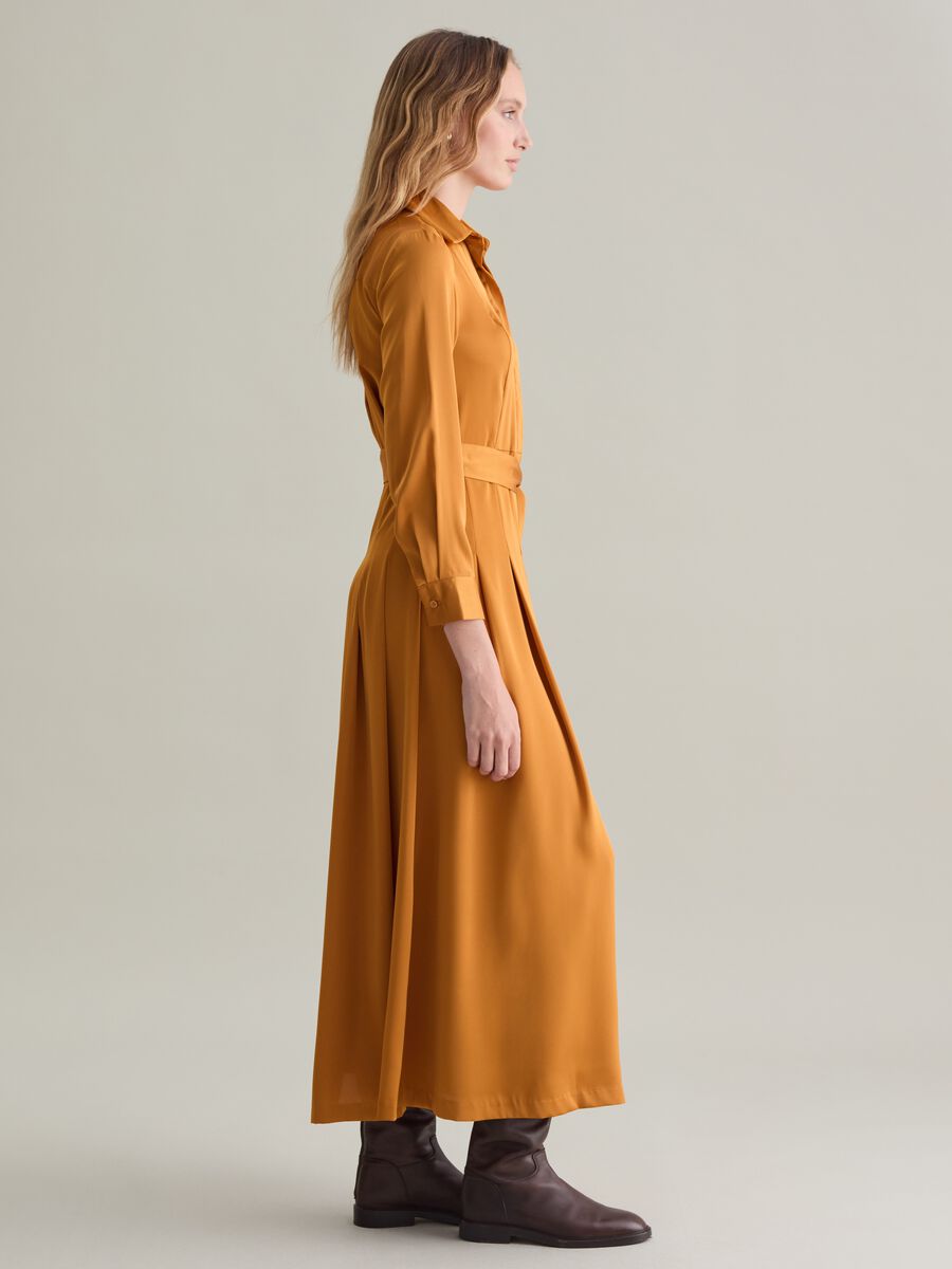 Long shirt dress in satin with belt_3