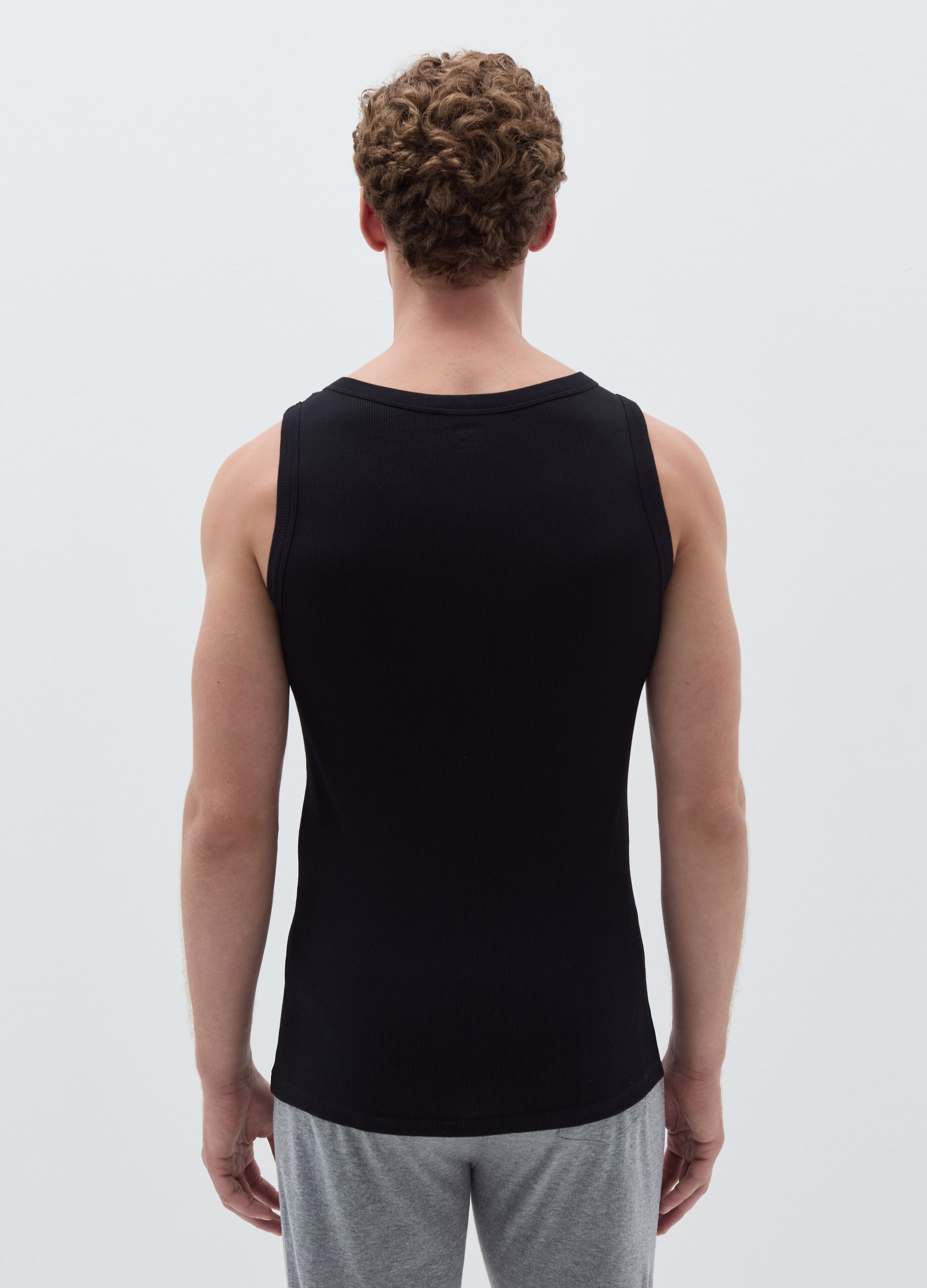 Thin rib racerback vest in organic cotton