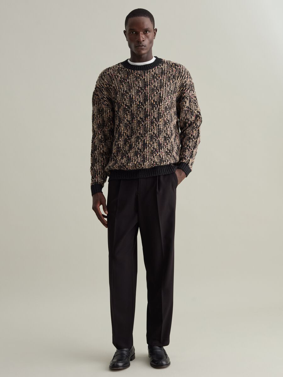 Diamon pullover with mélange weave_1