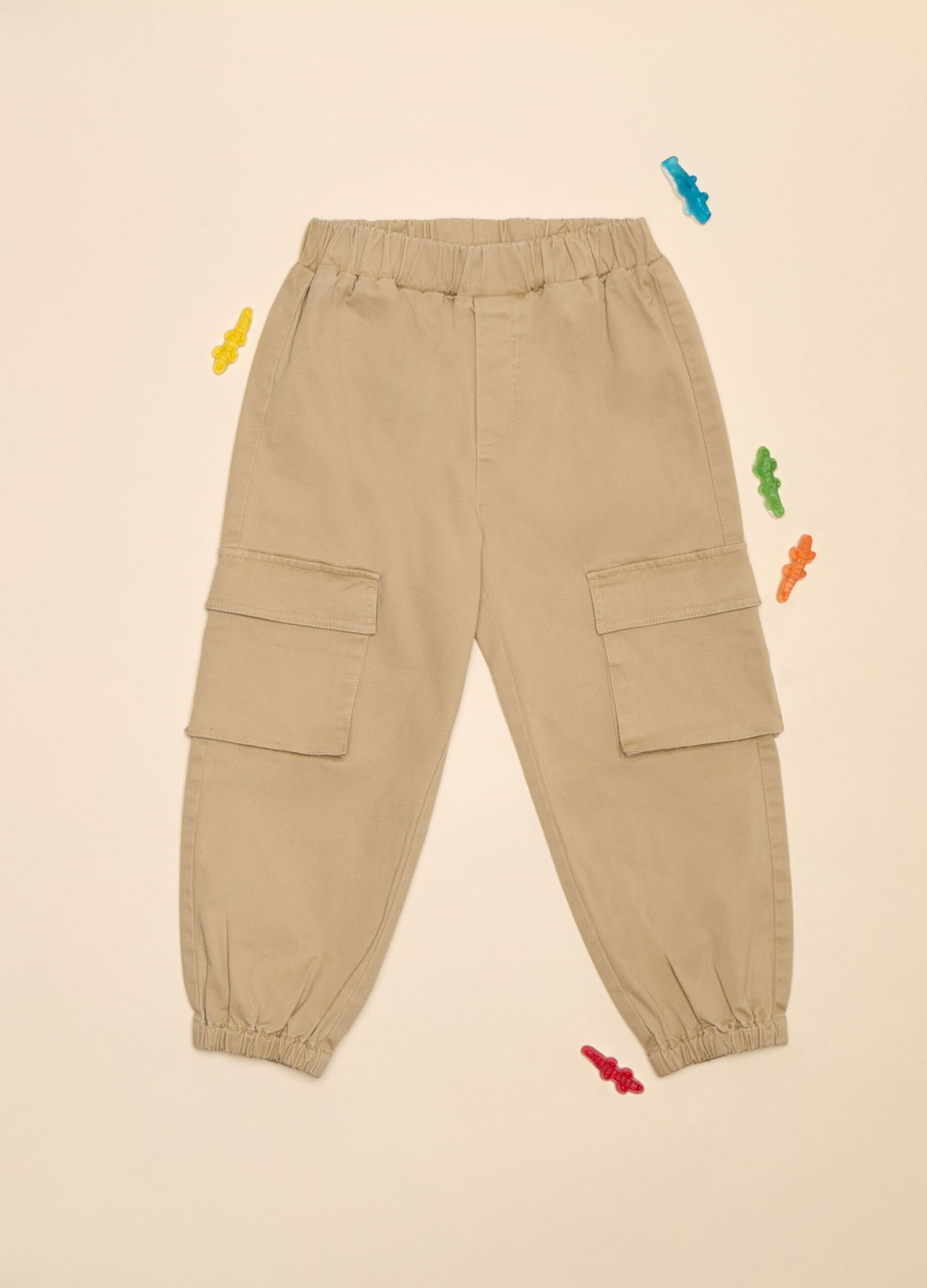 Pantaloni cargo in twill di cotone stretch