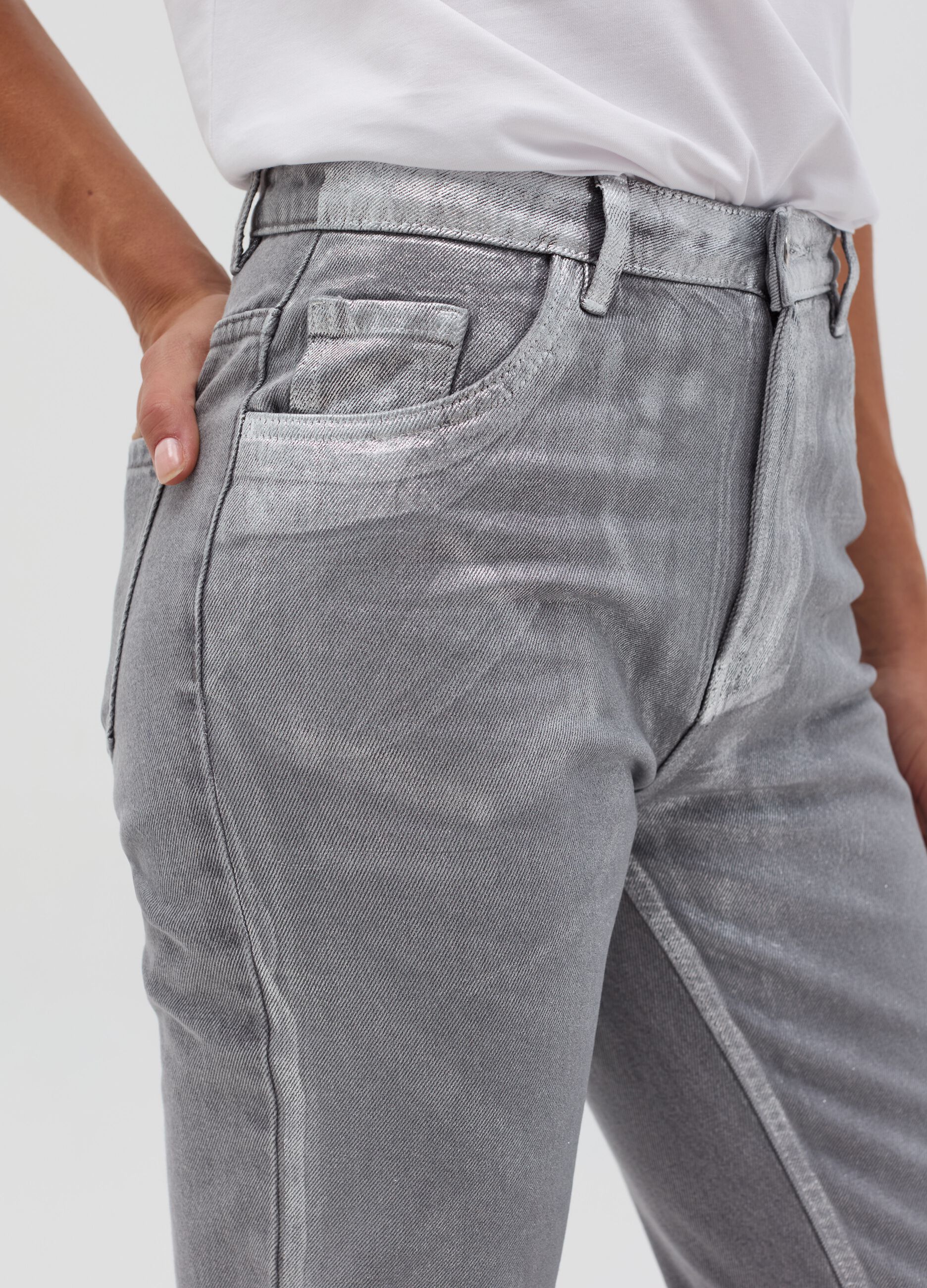 Straight-fit jeans in foil