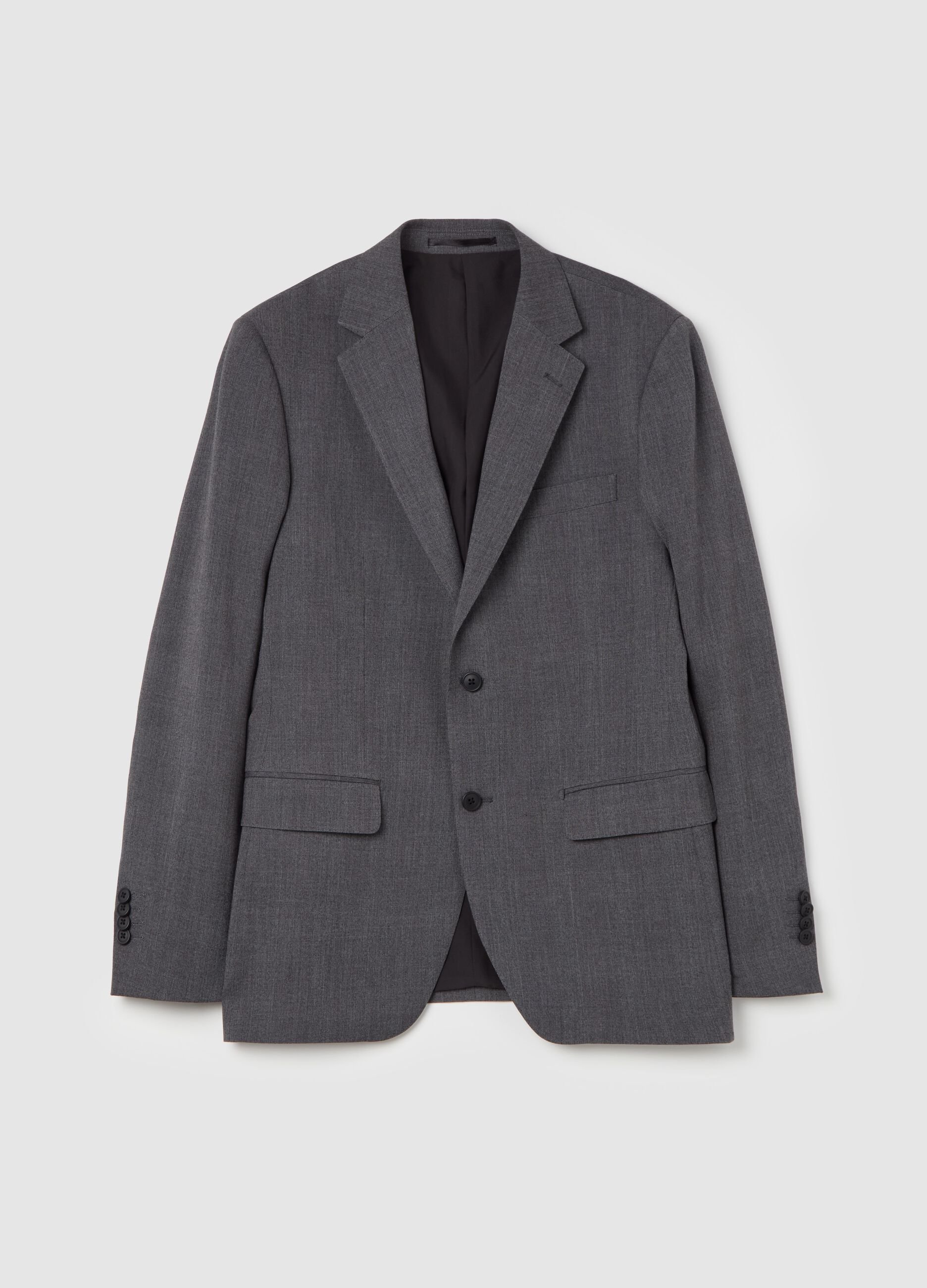 Single-breasted mélange easy-fit blazer