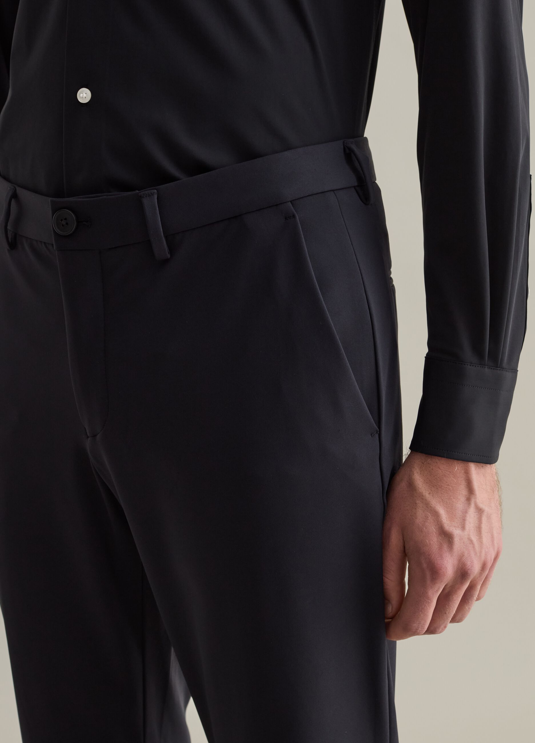 Contemporary chino trousers in technical fabric