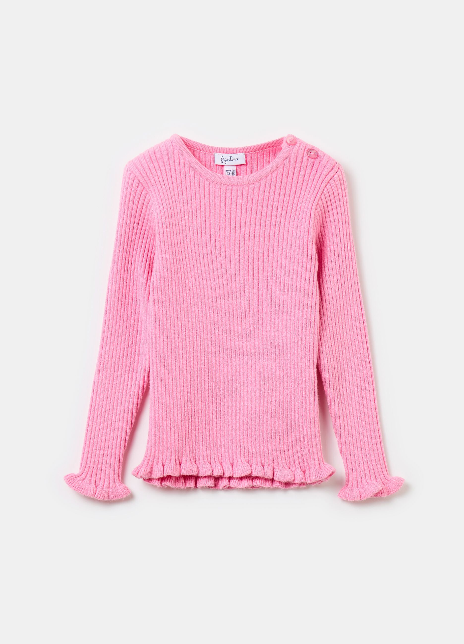 Ribbed pullover with frills