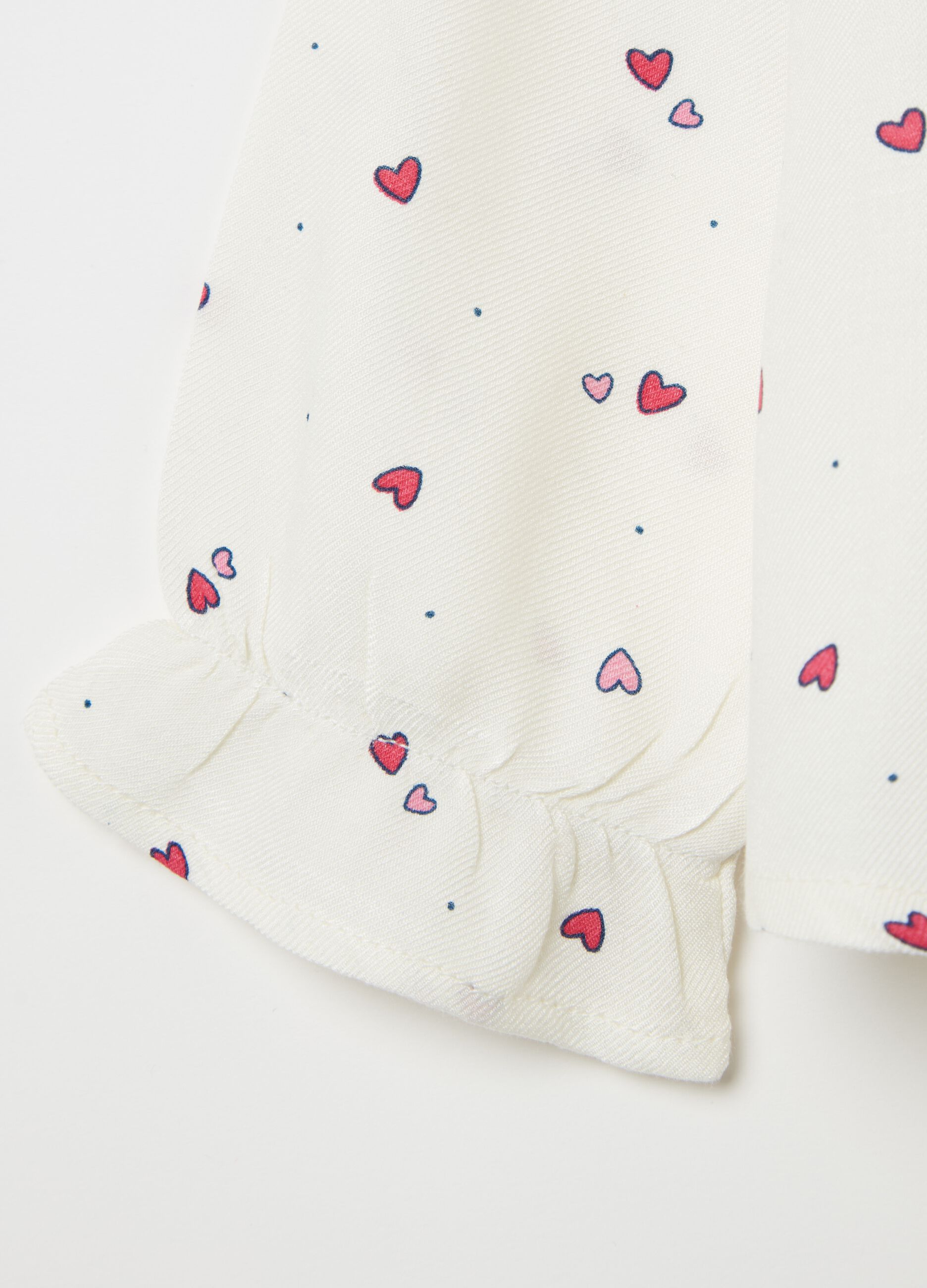 Viscose shirt with small hearts print