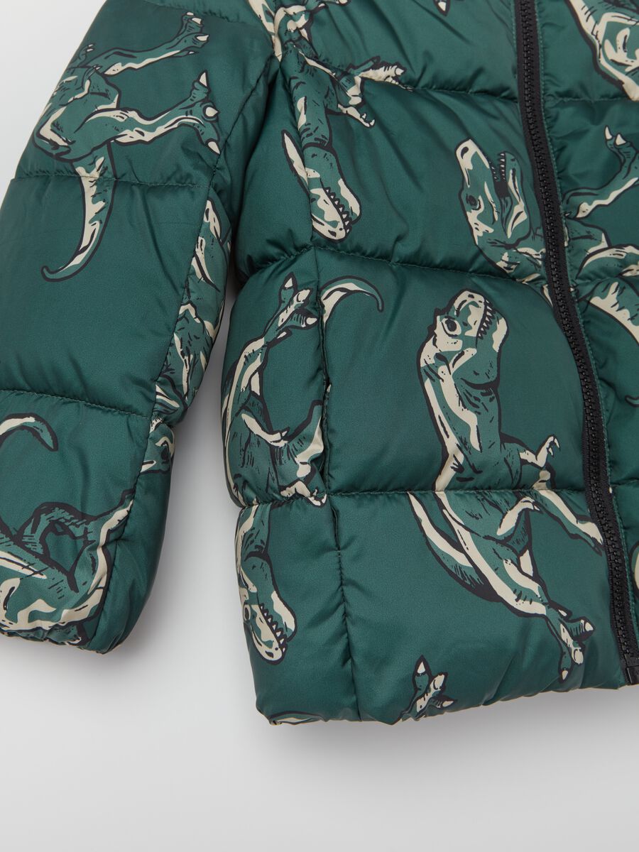 Down jacket with hood and dinosaurs print_2