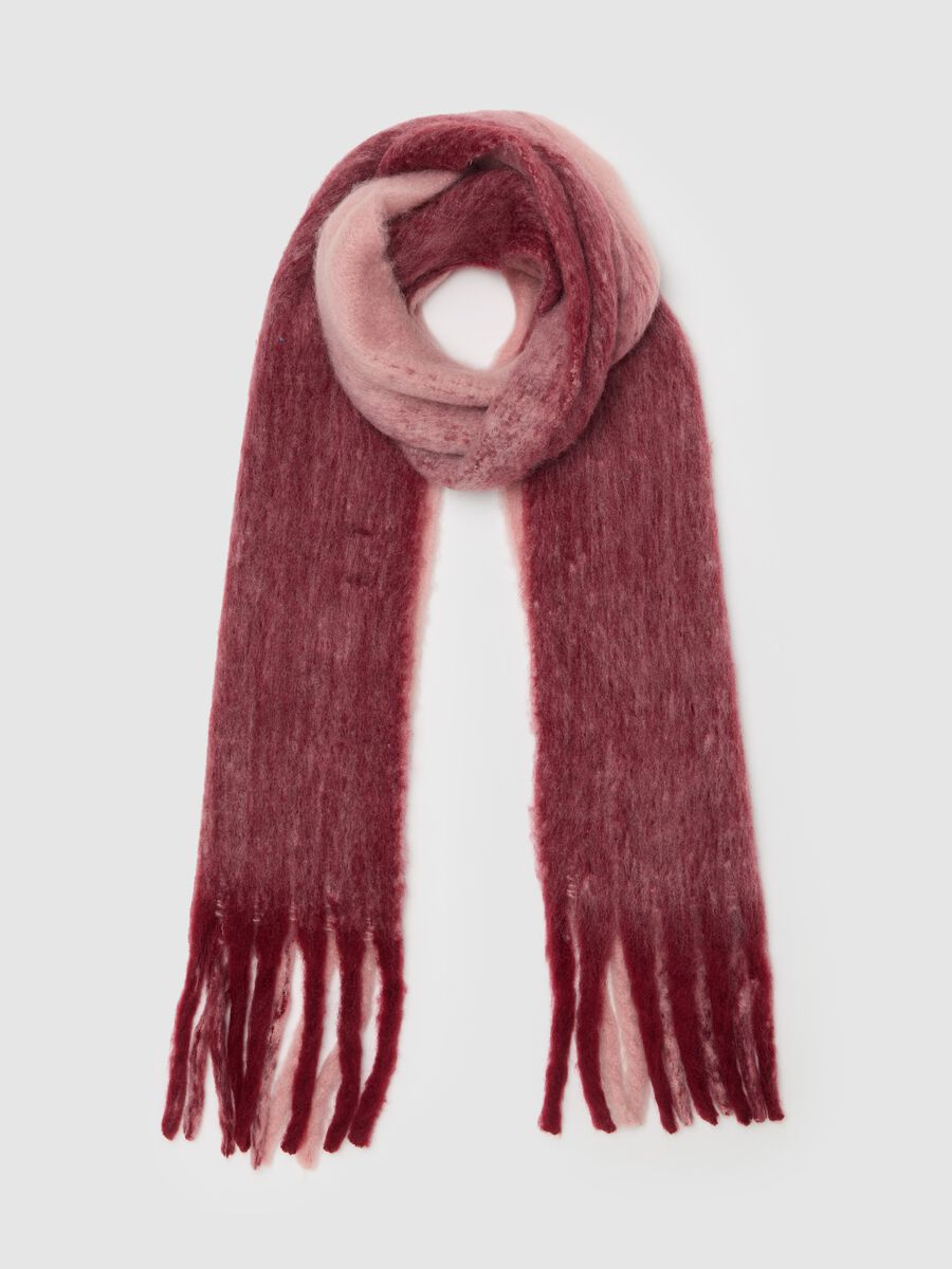 Two-tone scarf with fringes_0