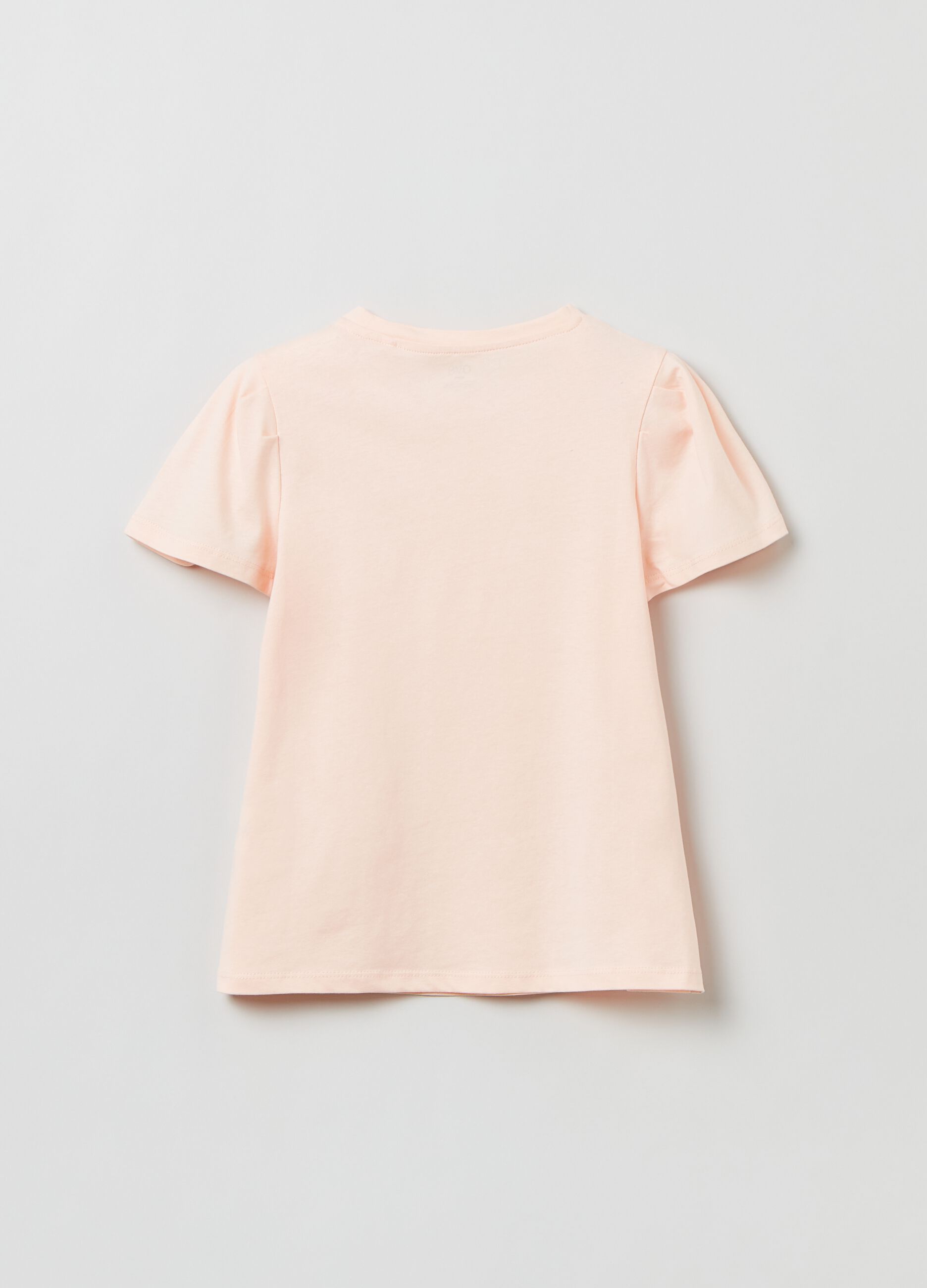 Cotton T-shirt with puff sleeves
