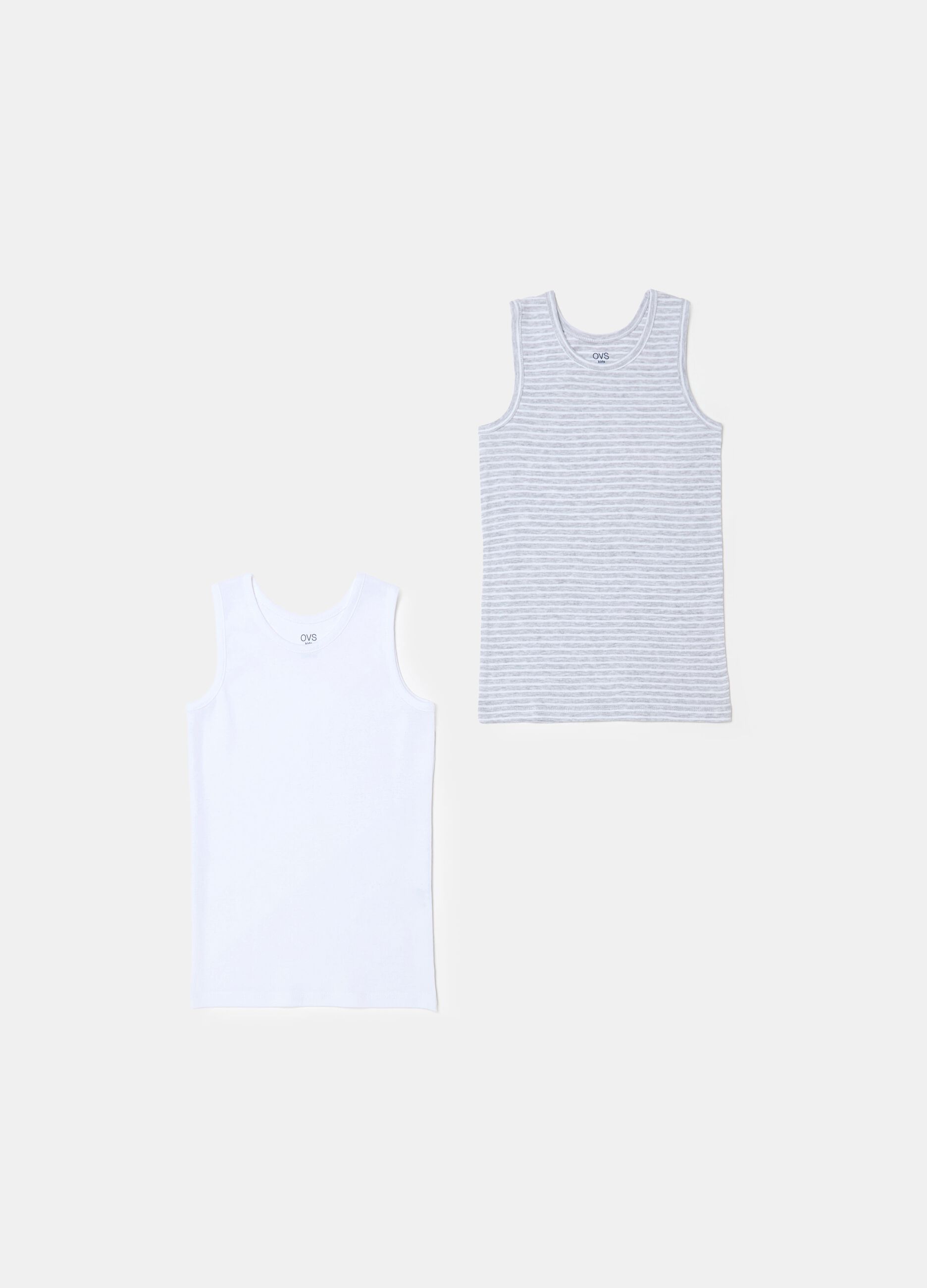 Two-pack racerback vests with striped pattern