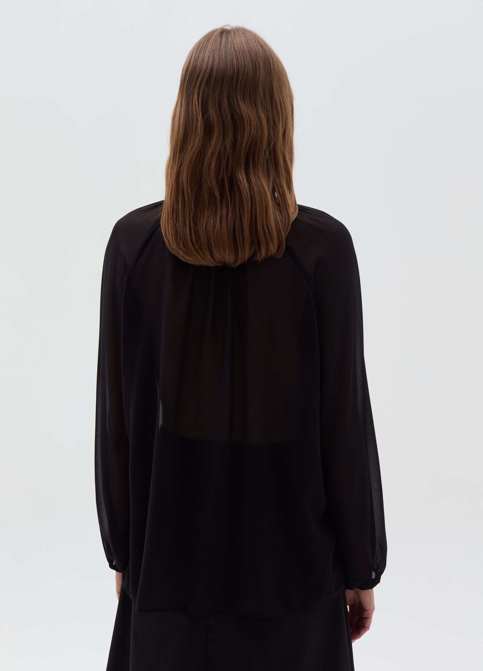 Semi-sheer blouse with foulard