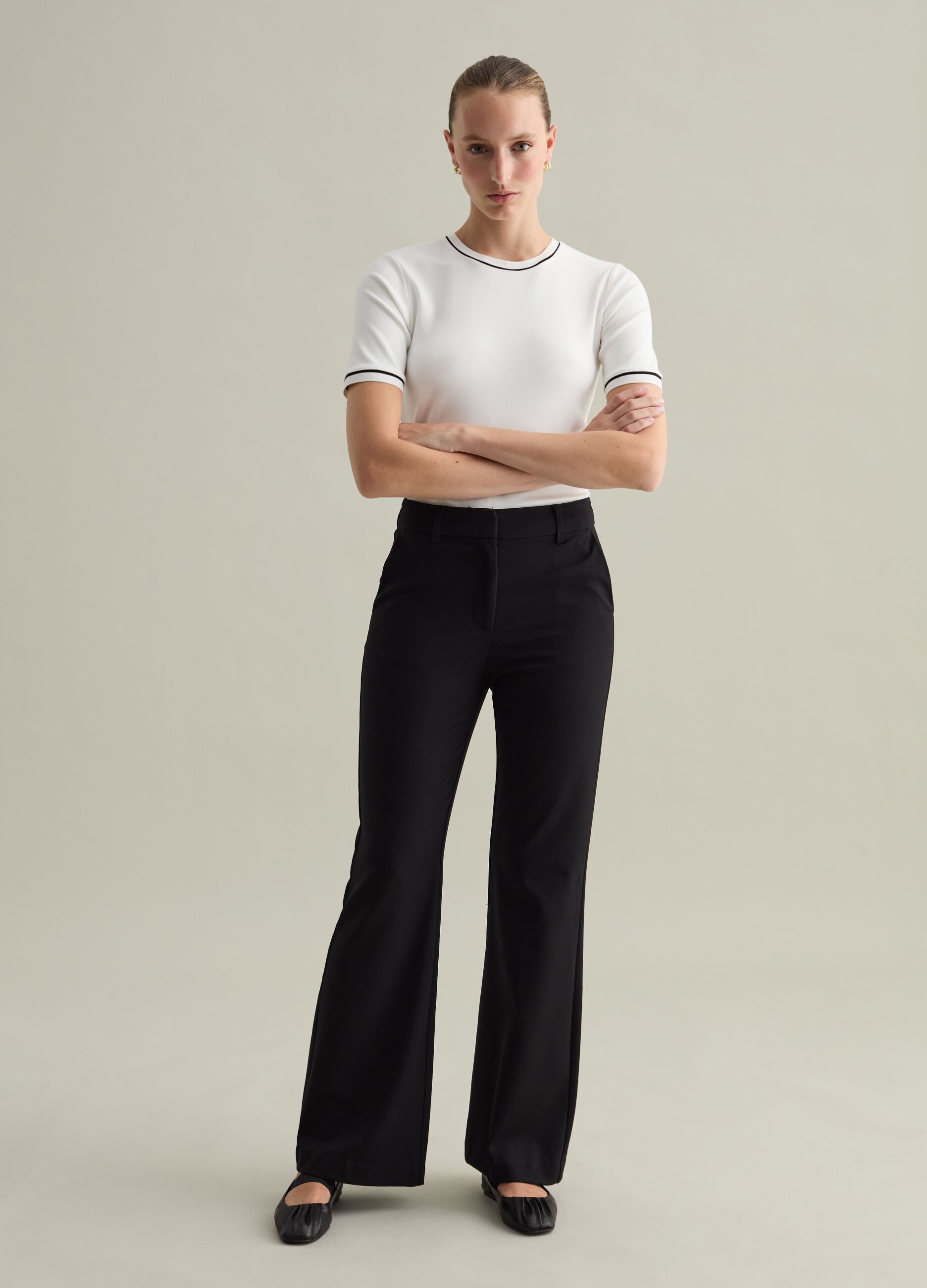 Contemporary bootcut-fit trousers