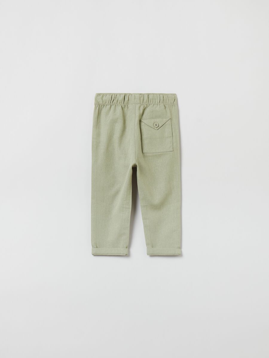 Linen and cotton jogger trousers_1