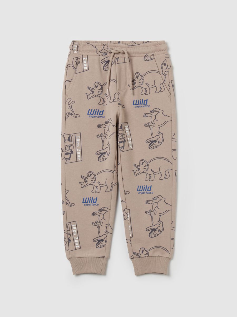 Joggers with drawstring and dinosaurs print_0