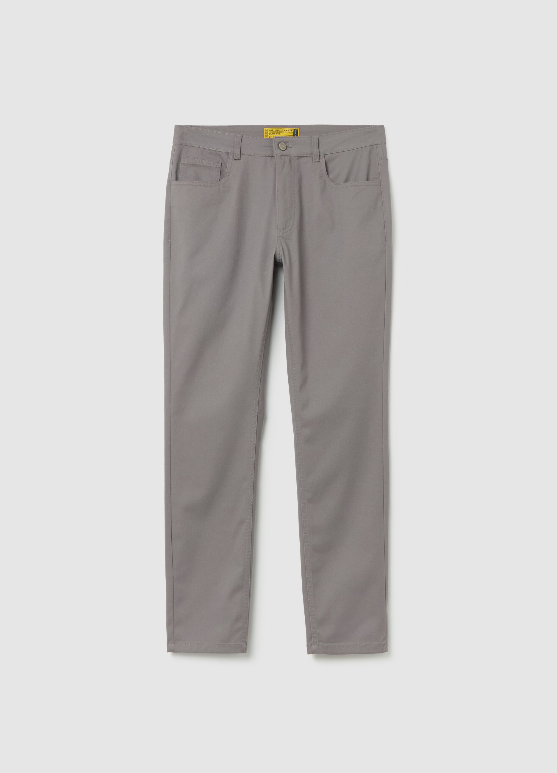 Slim-fit twill trousers with five pockets