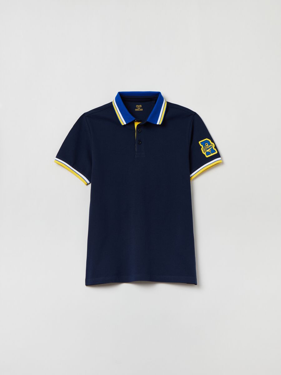 Piquet polo shirt with lettering patch_0