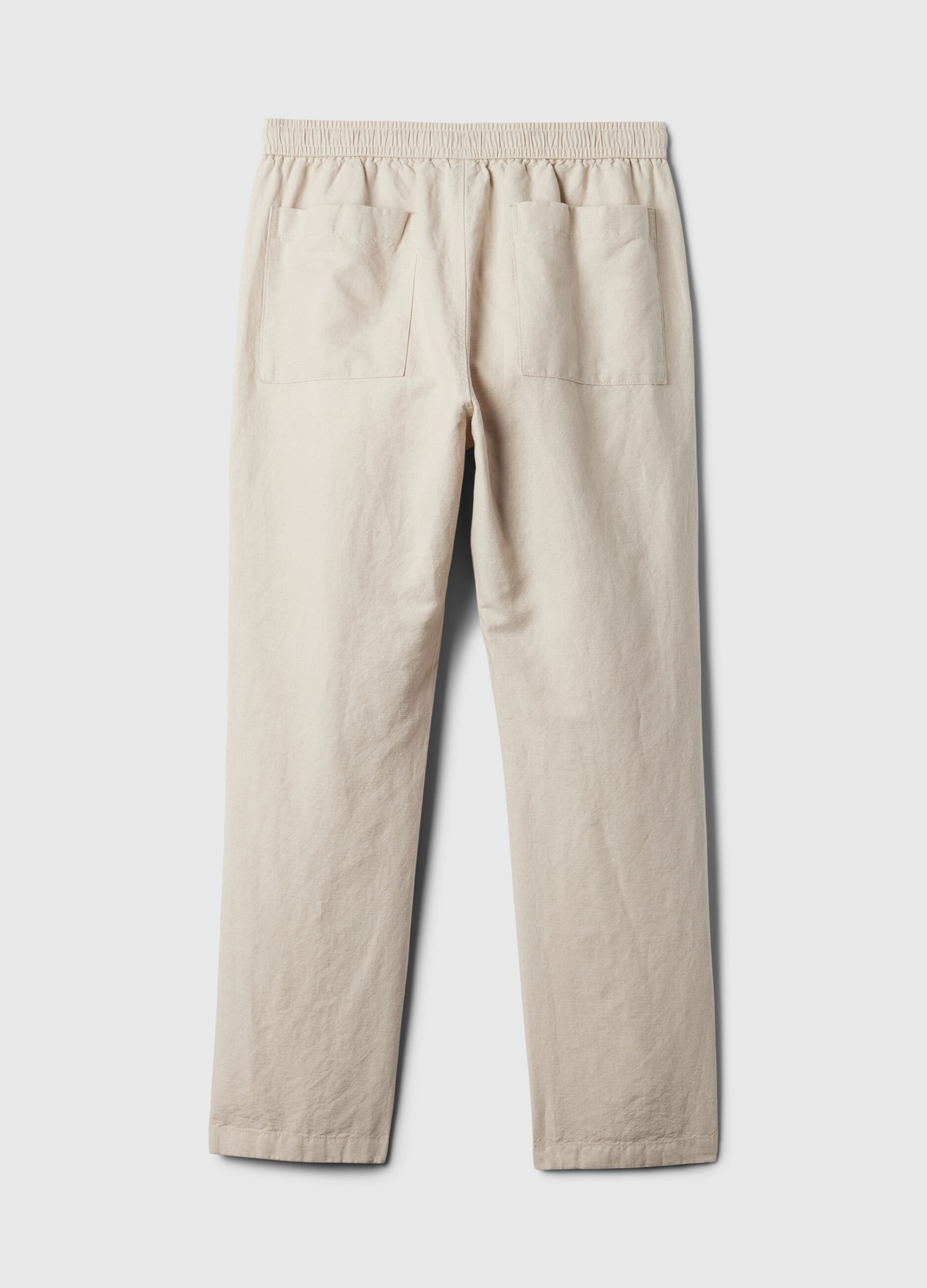 Pull-on trousers in linen and cotton