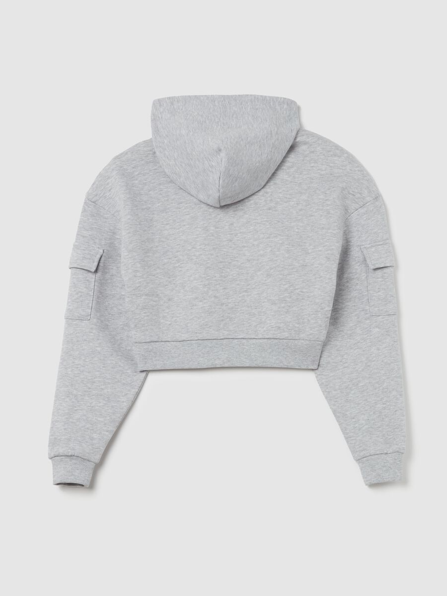 Crop Cargo Hoodie Grey Mélange_6