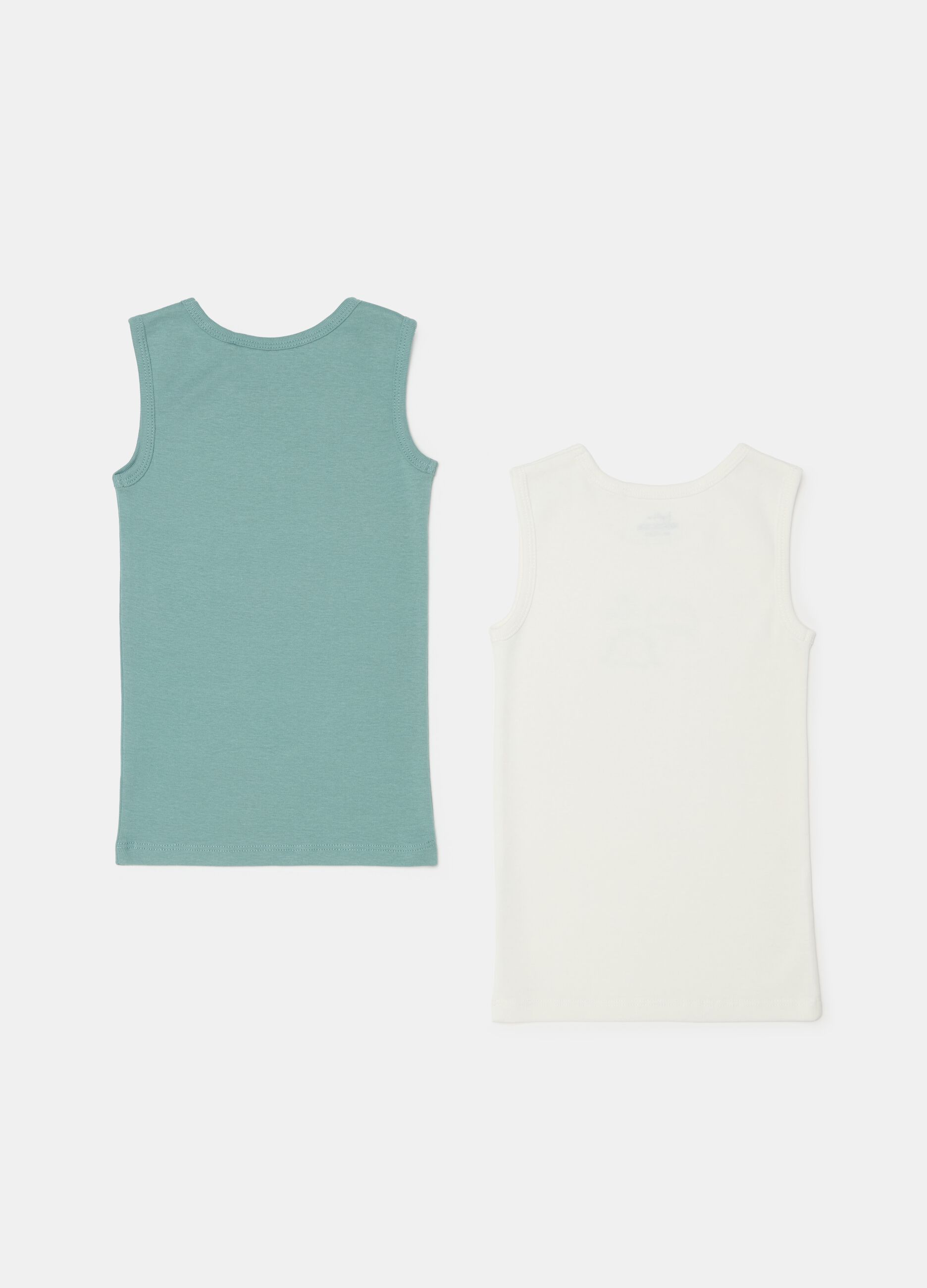 Two-pack racerback vests in organic cotton with print