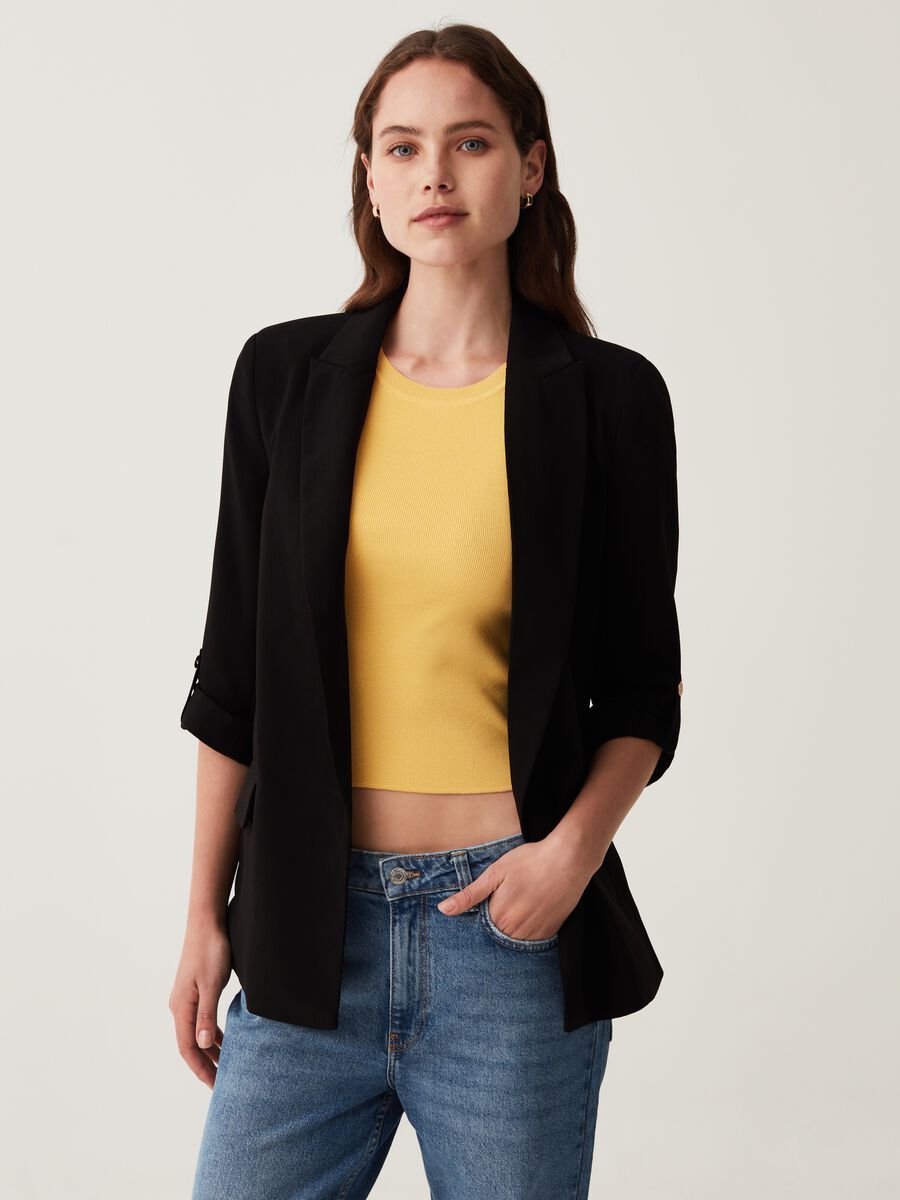 Open blazer with three-quarter sleeves_1