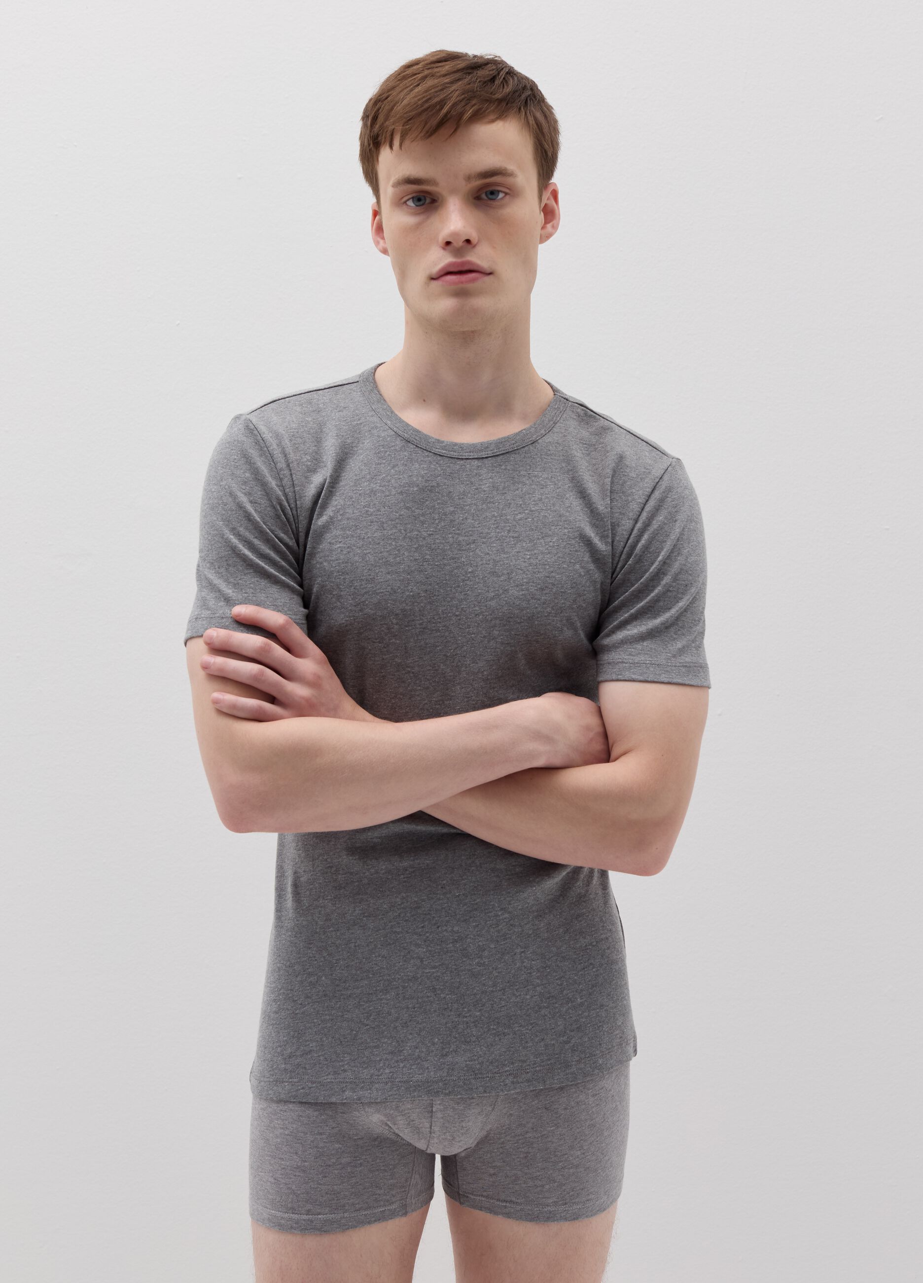 Two-pack undershirts with thin ribbing