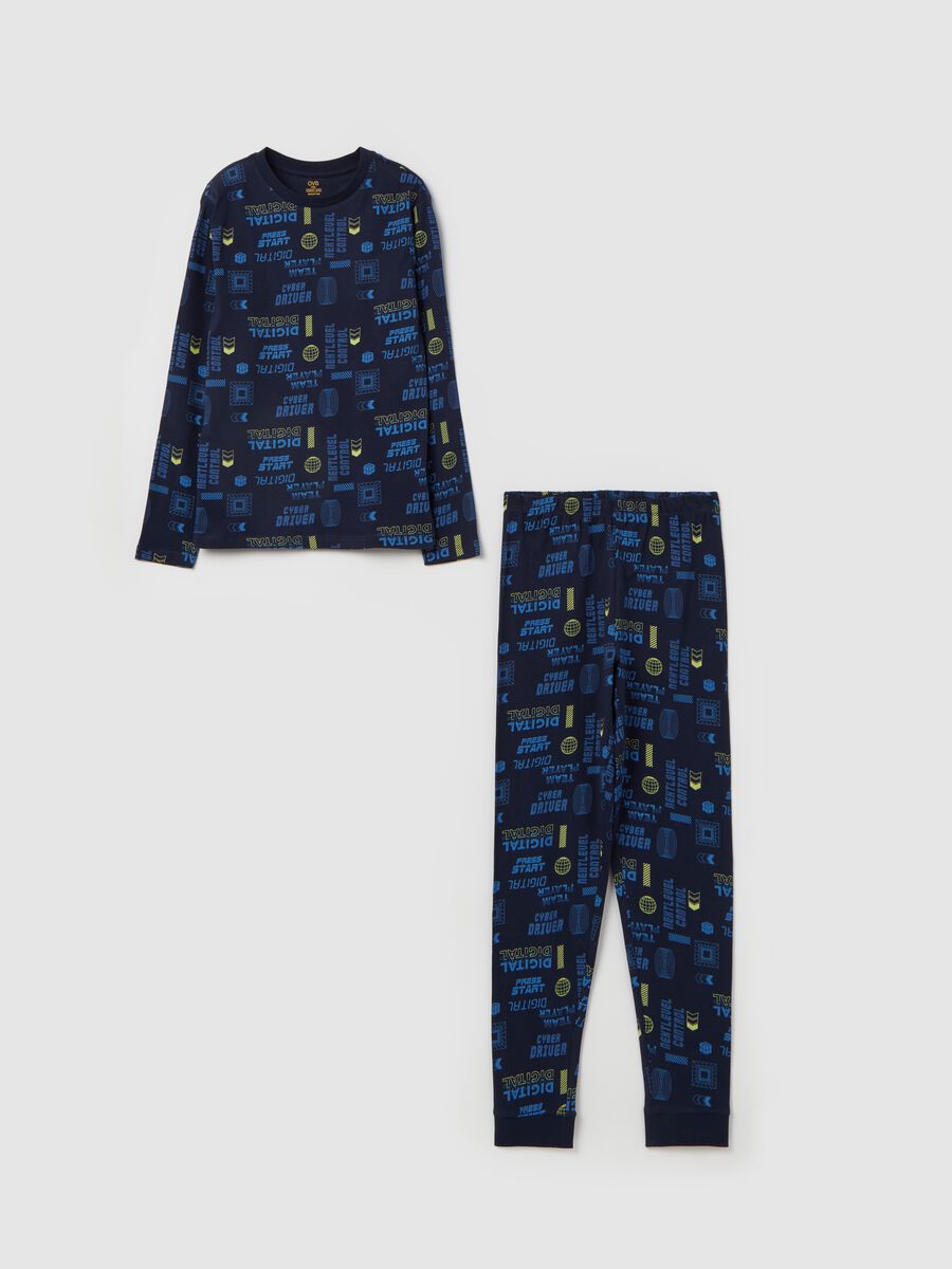 Organic cotton pyjamas with digital motif print_0