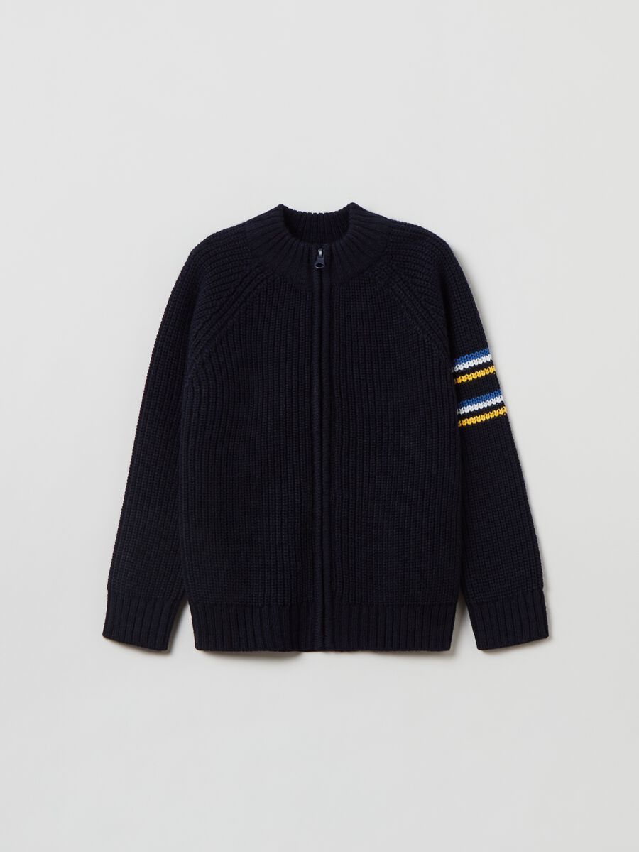 Ribbed knit full-zip sweater_0